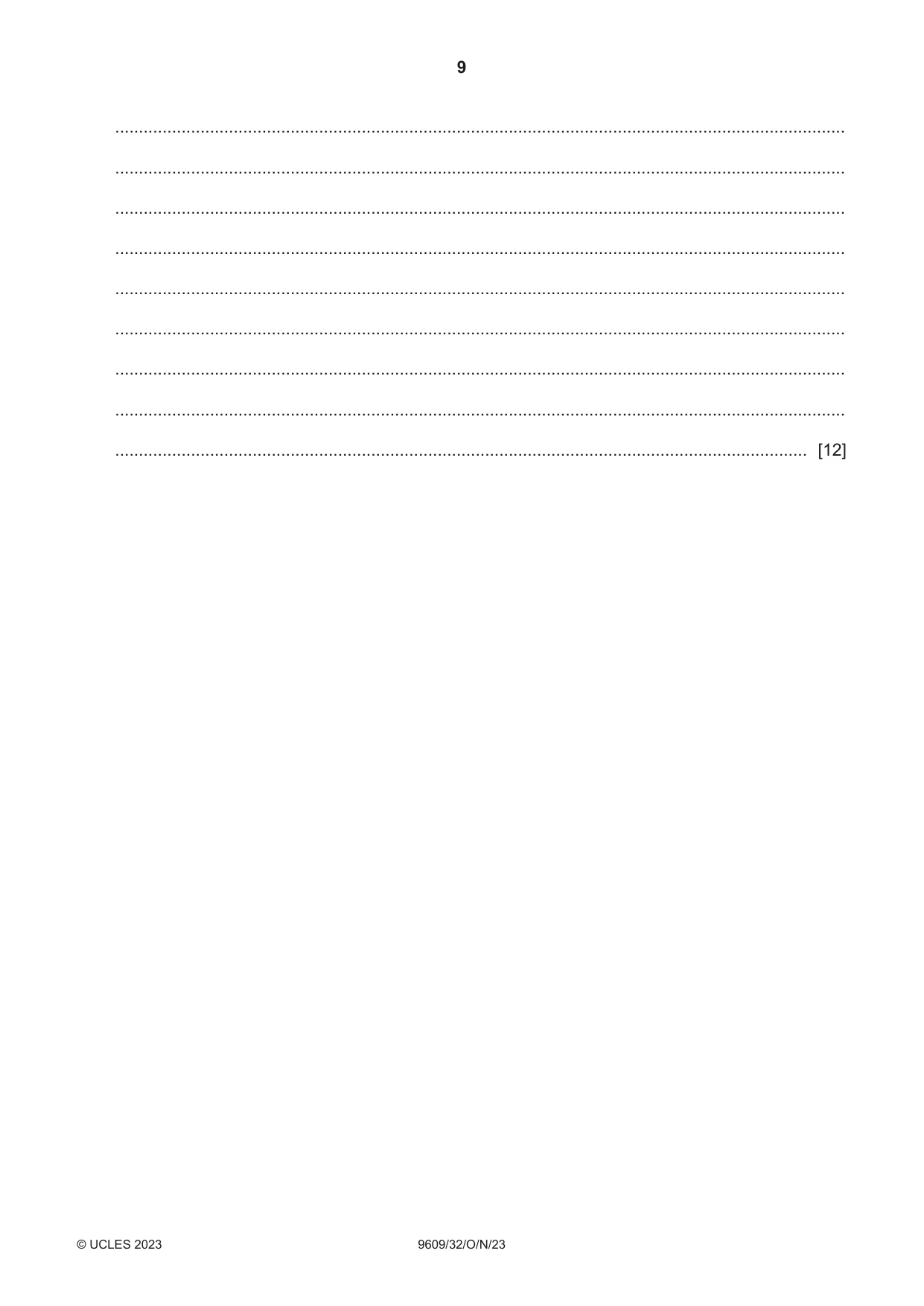 Cambridge A Level Business (for first examination in 2016) 9609 2023 Oct/Nov Paper 3 · Variant 2 question paper, page 9 of 12
