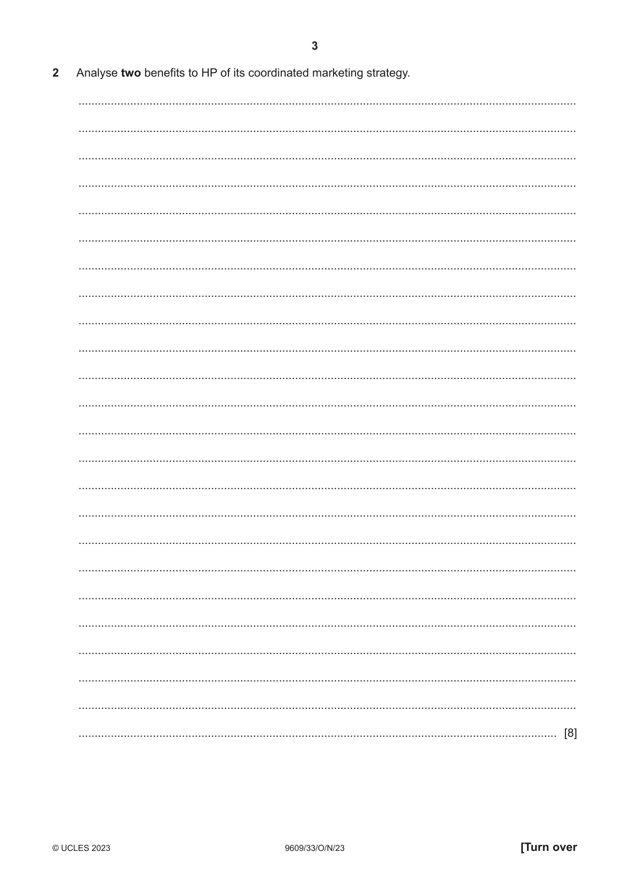 Cambridge A Level Business (for first examination in 2016) 9609 2023 Oct/Nov Paper 3 · Variant 3 question paper, page 3 of 12
