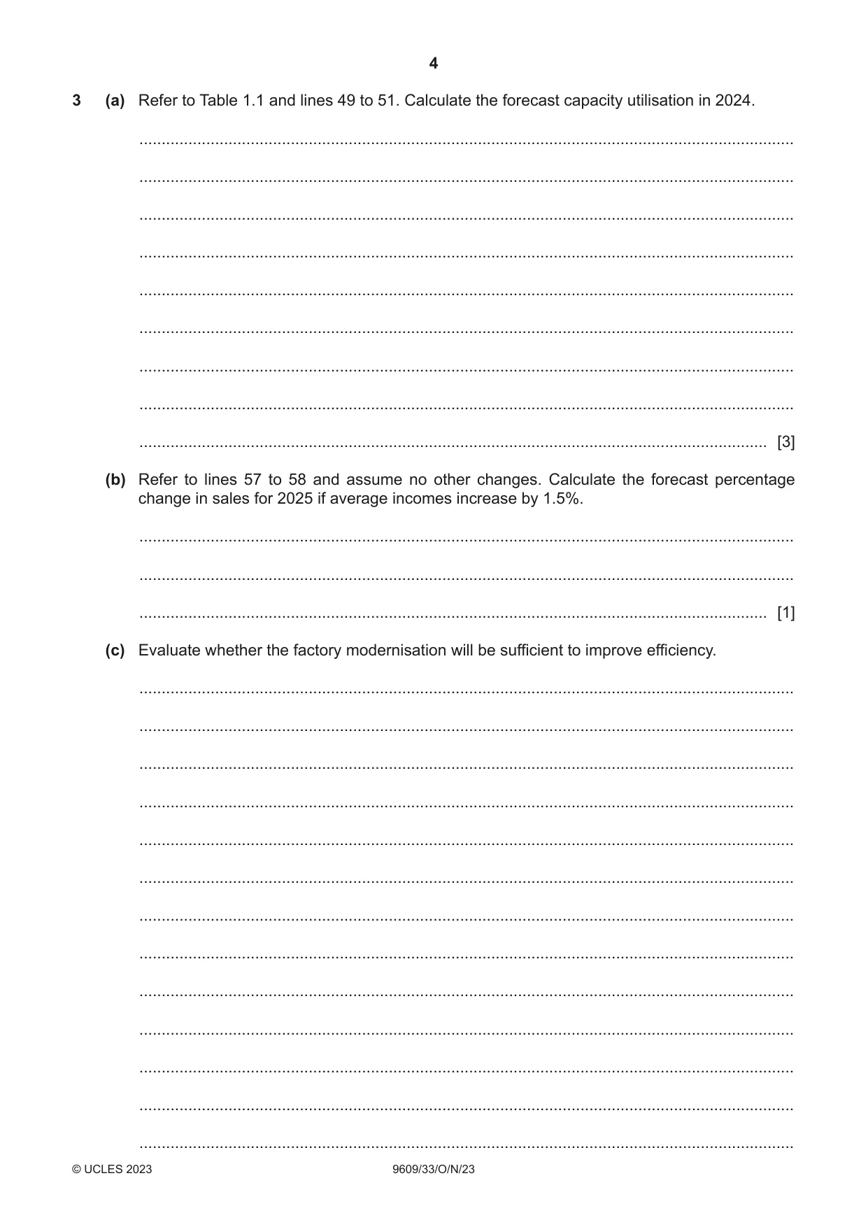 Cambridge A Level Business (for first examination in 2016) 9609 2023 Oct/Nov Paper 3 · Variant 3 question paper, page 4 of 12