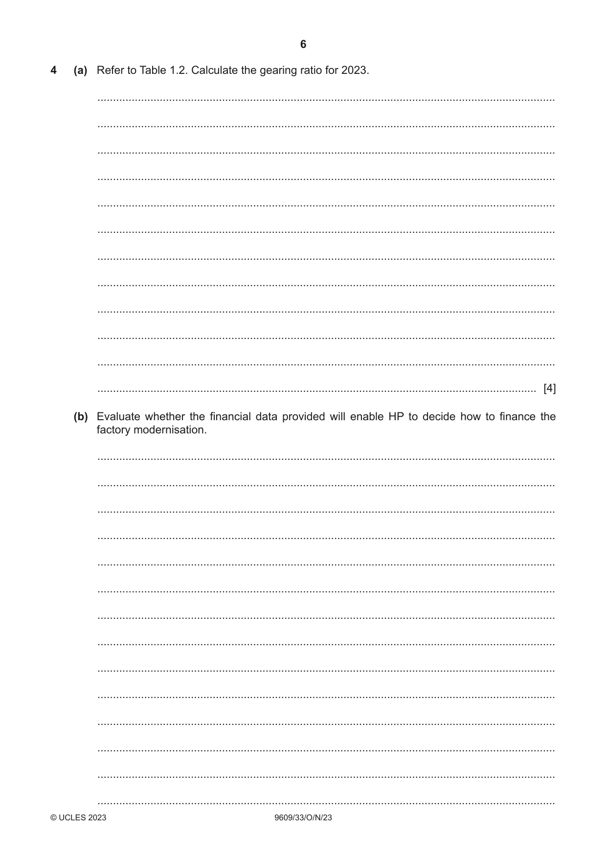 Cambridge A Level Business (for first examination in 2016) 9609 2023 Oct/Nov Paper 3 · Variant 3 question paper, page 6 of 12