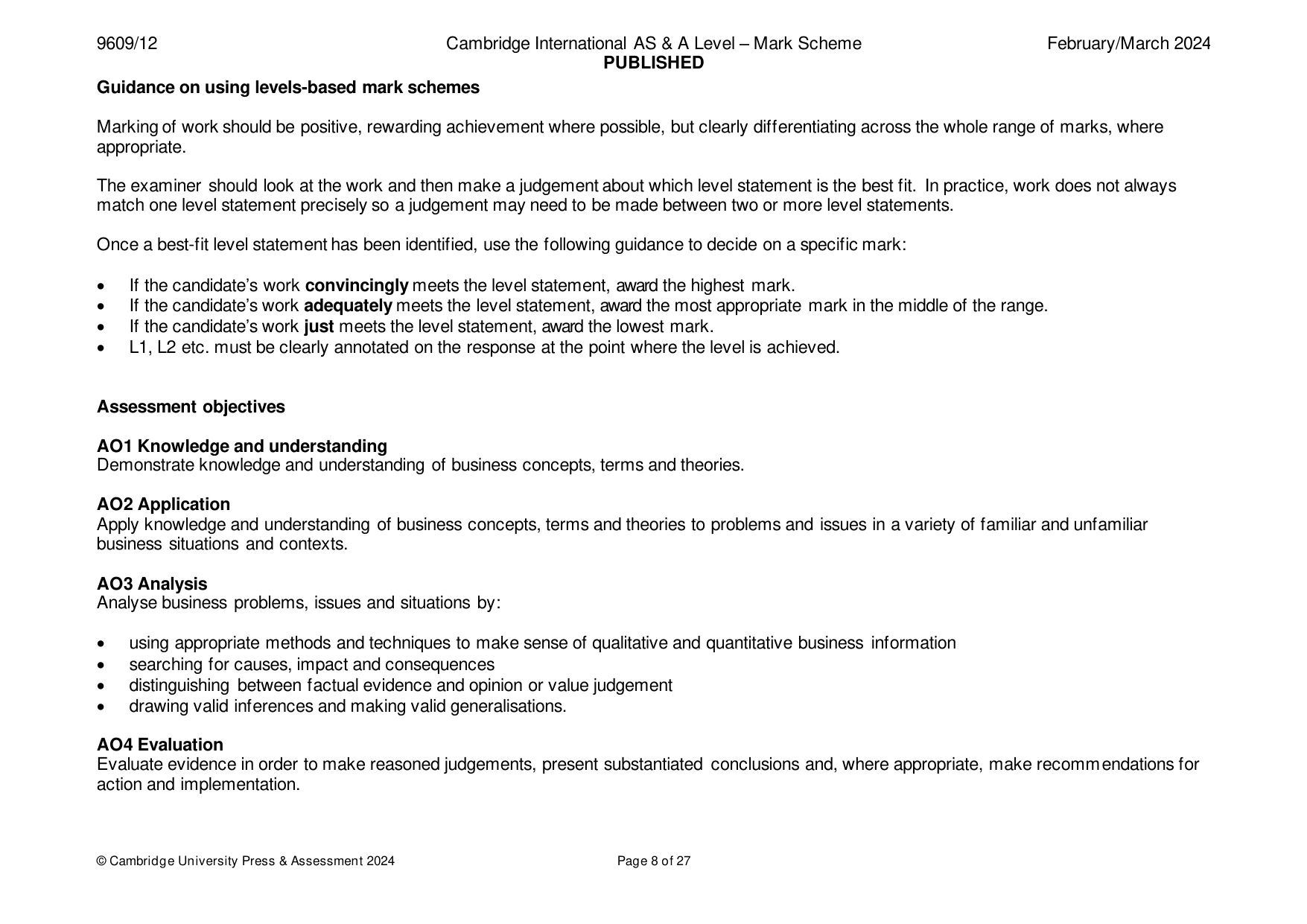 Mark scheme, page 8 of 27