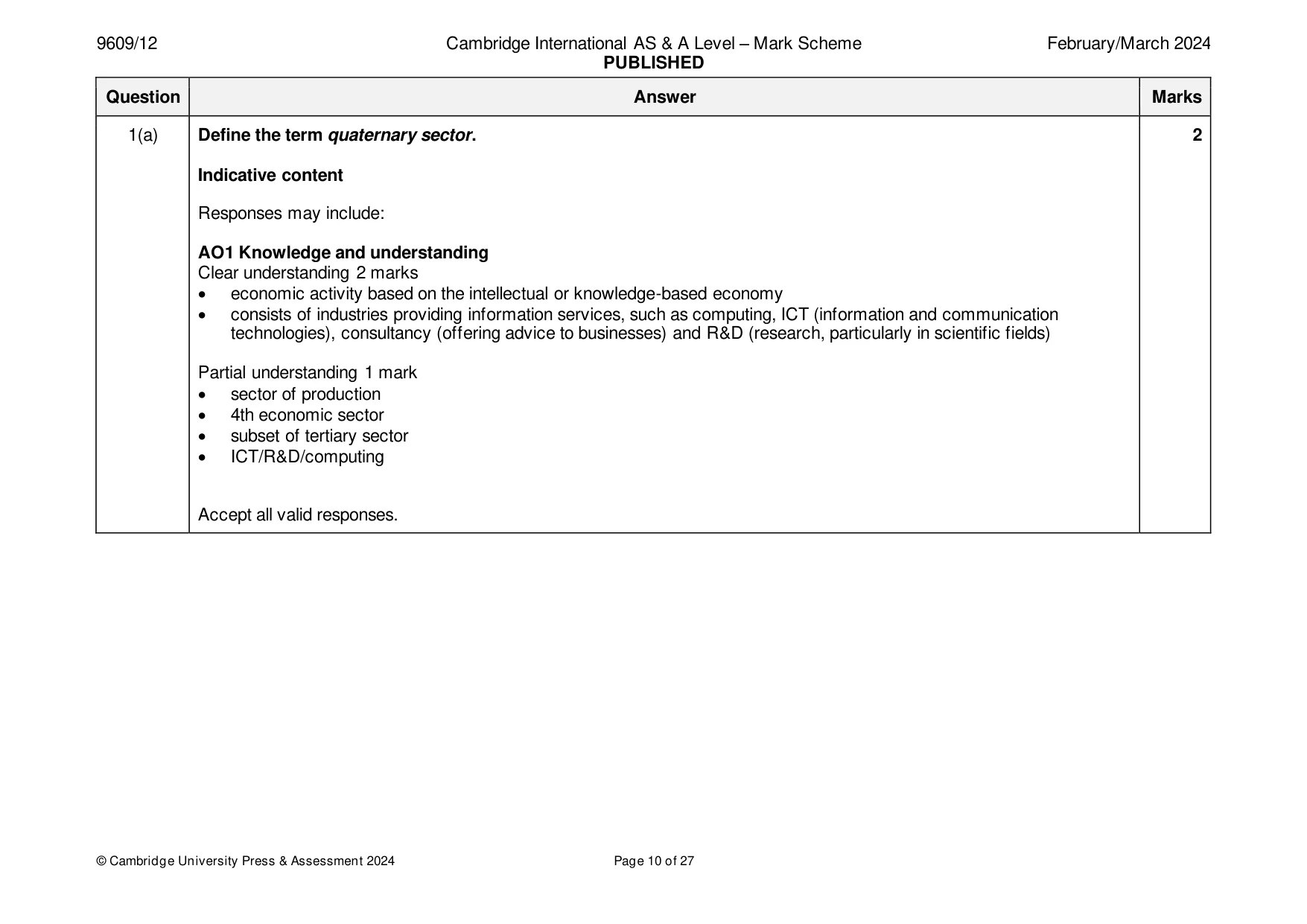 Mark scheme, page 10 of 27
