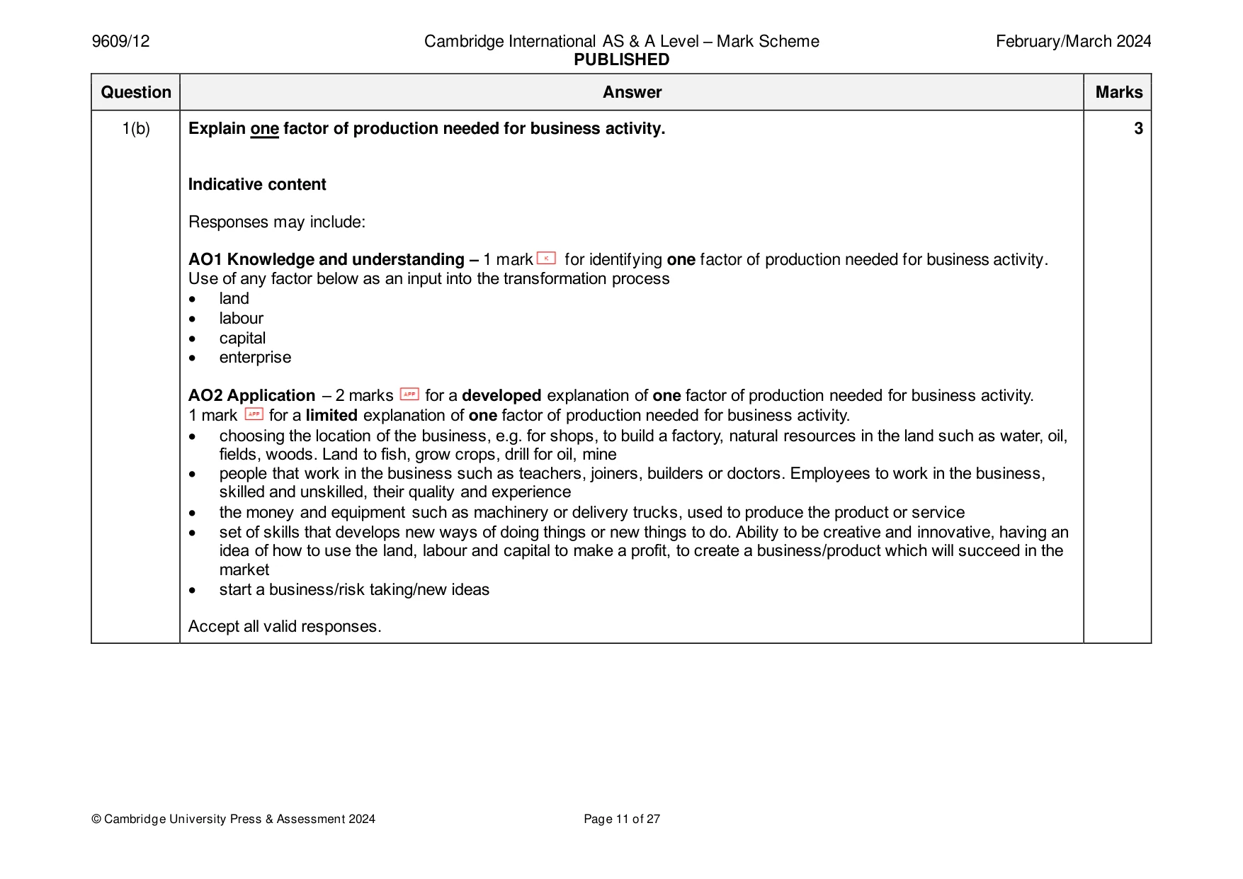 Mark scheme, page 11 of 27