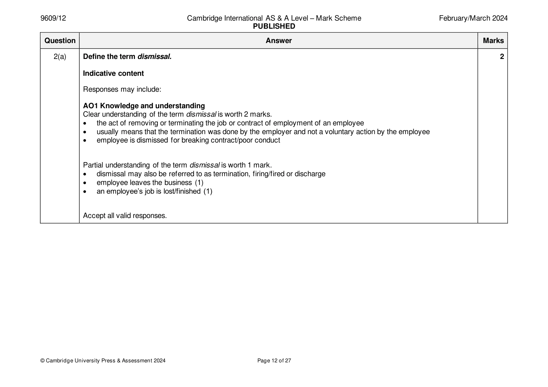 Mark scheme, page 12 of 27