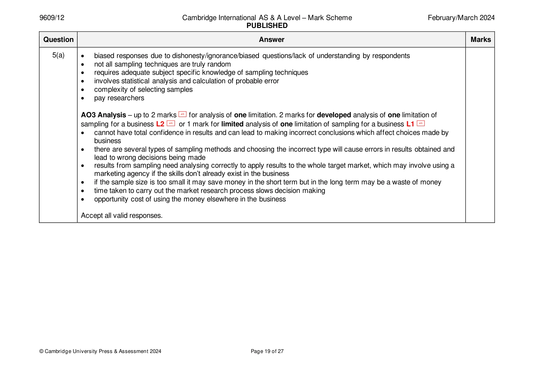 Mark scheme, page 19 of 27