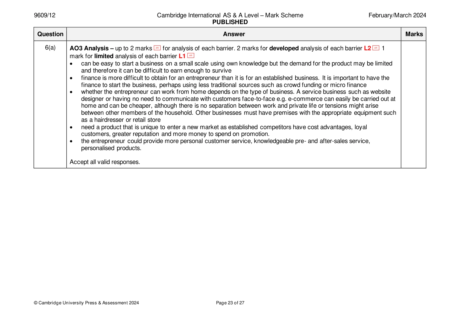 Mark scheme, page 23 of 27