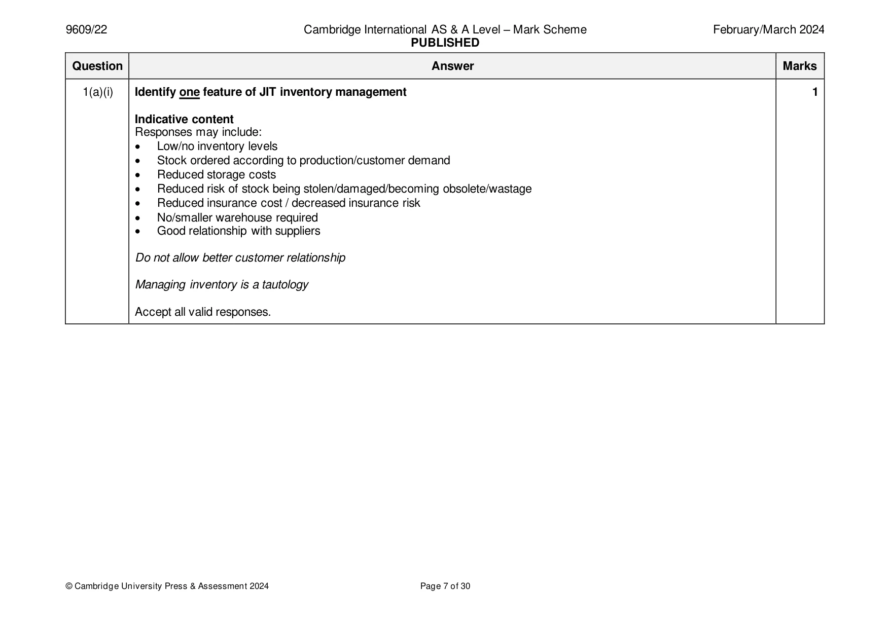 Mark scheme, page 7 of 30