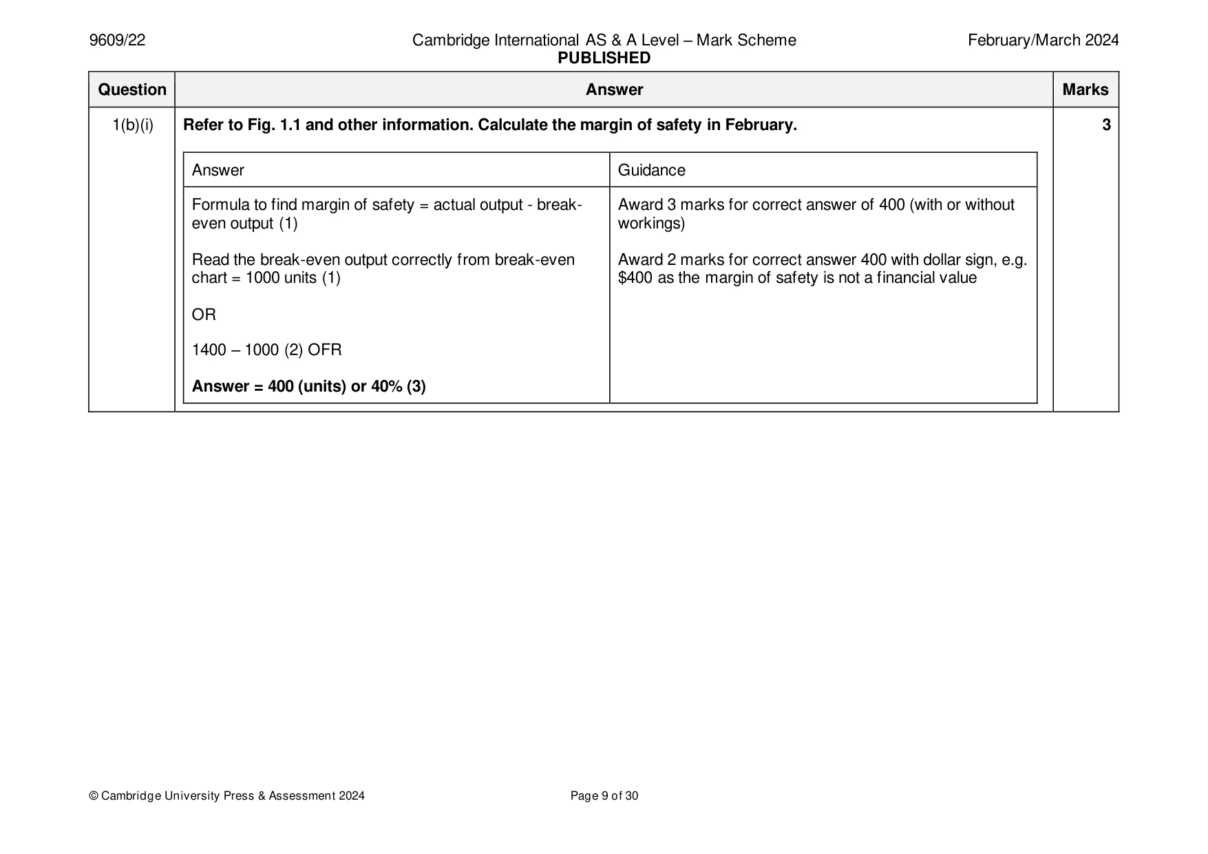 Mark scheme, page 9 of 30