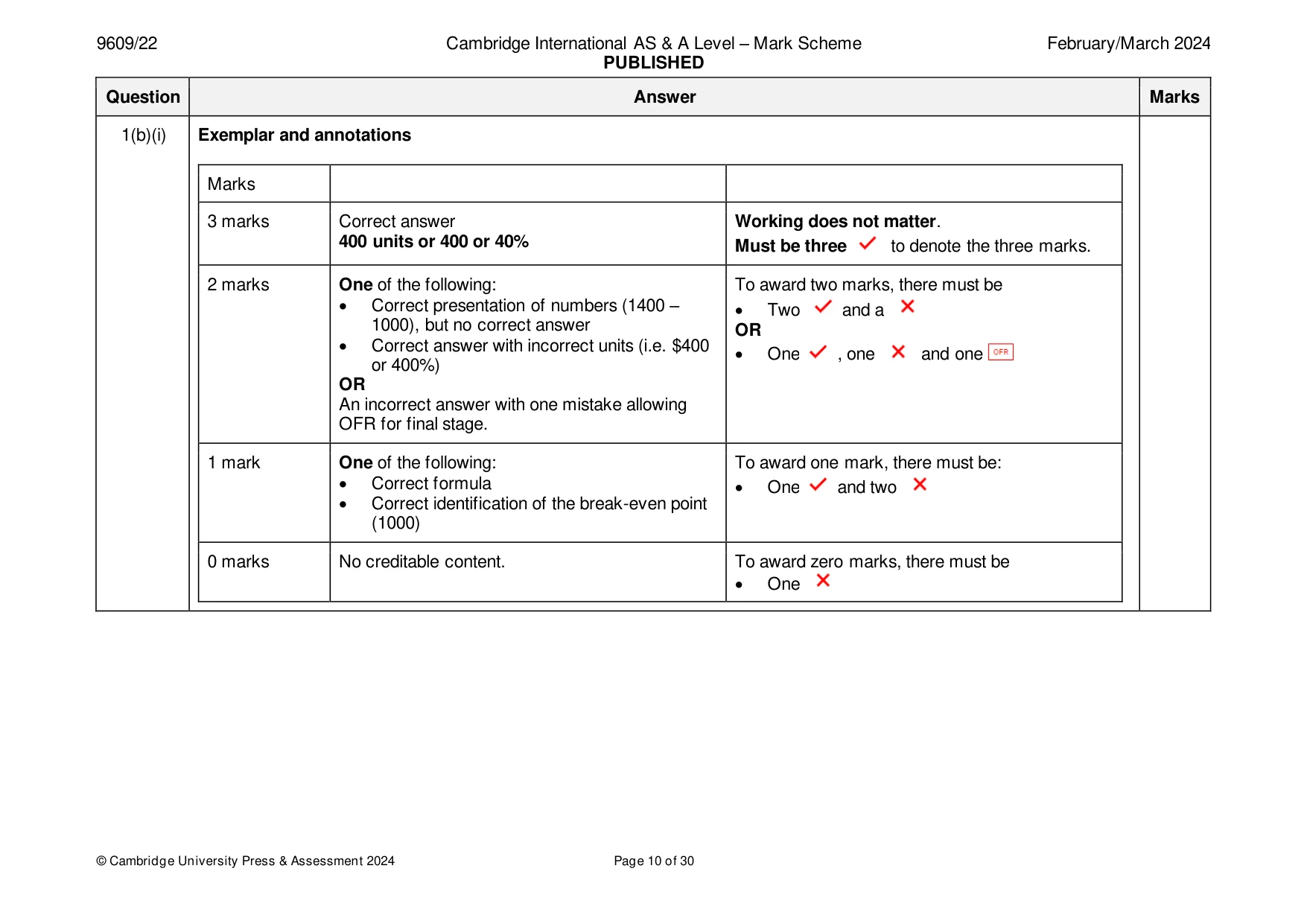 Mark scheme, page 10 of 30