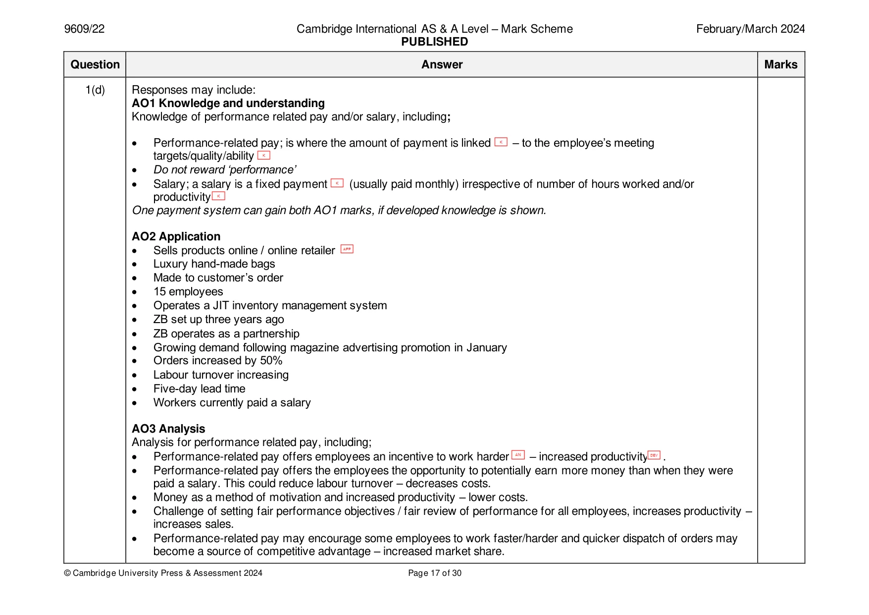Mark scheme, page 17 of 30