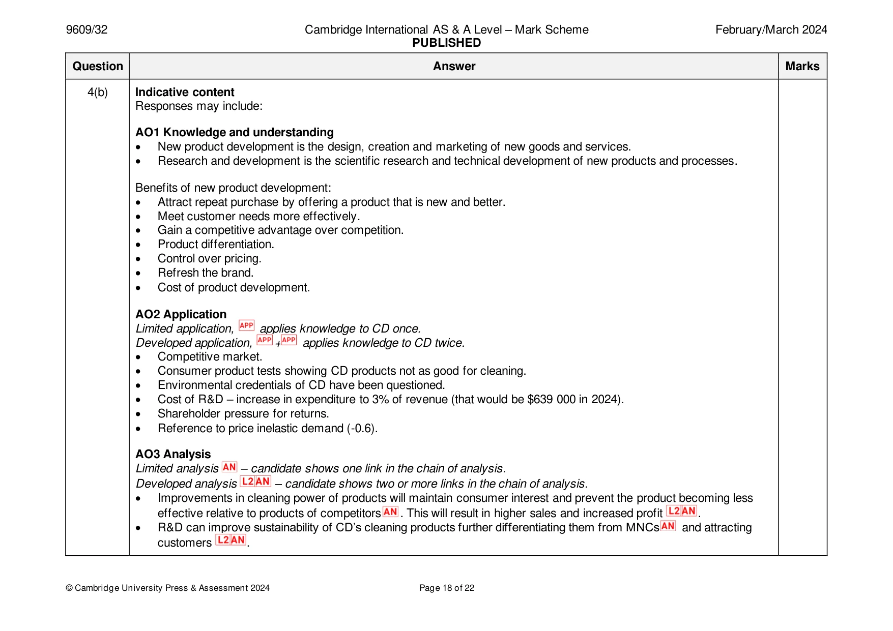 Mark scheme, page 18 of 22