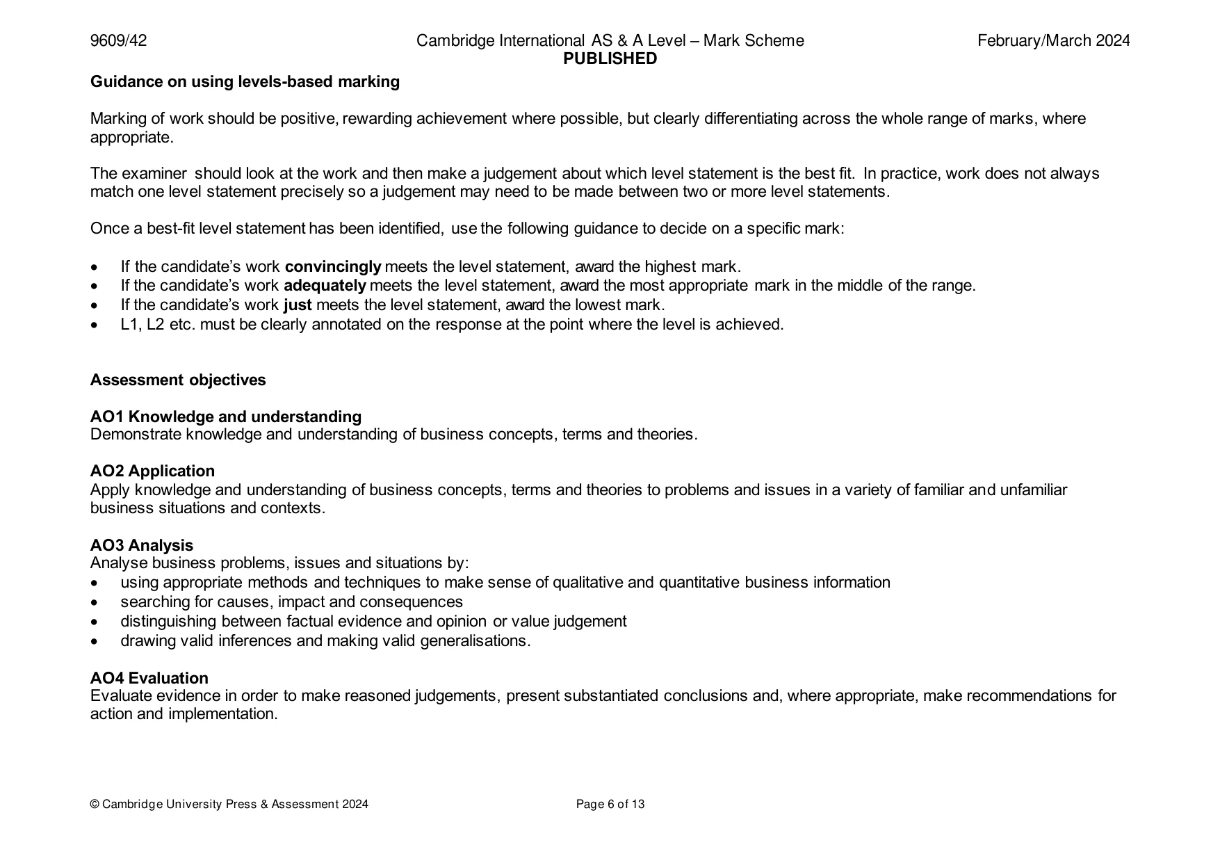 Mark scheme, page 6 of 13