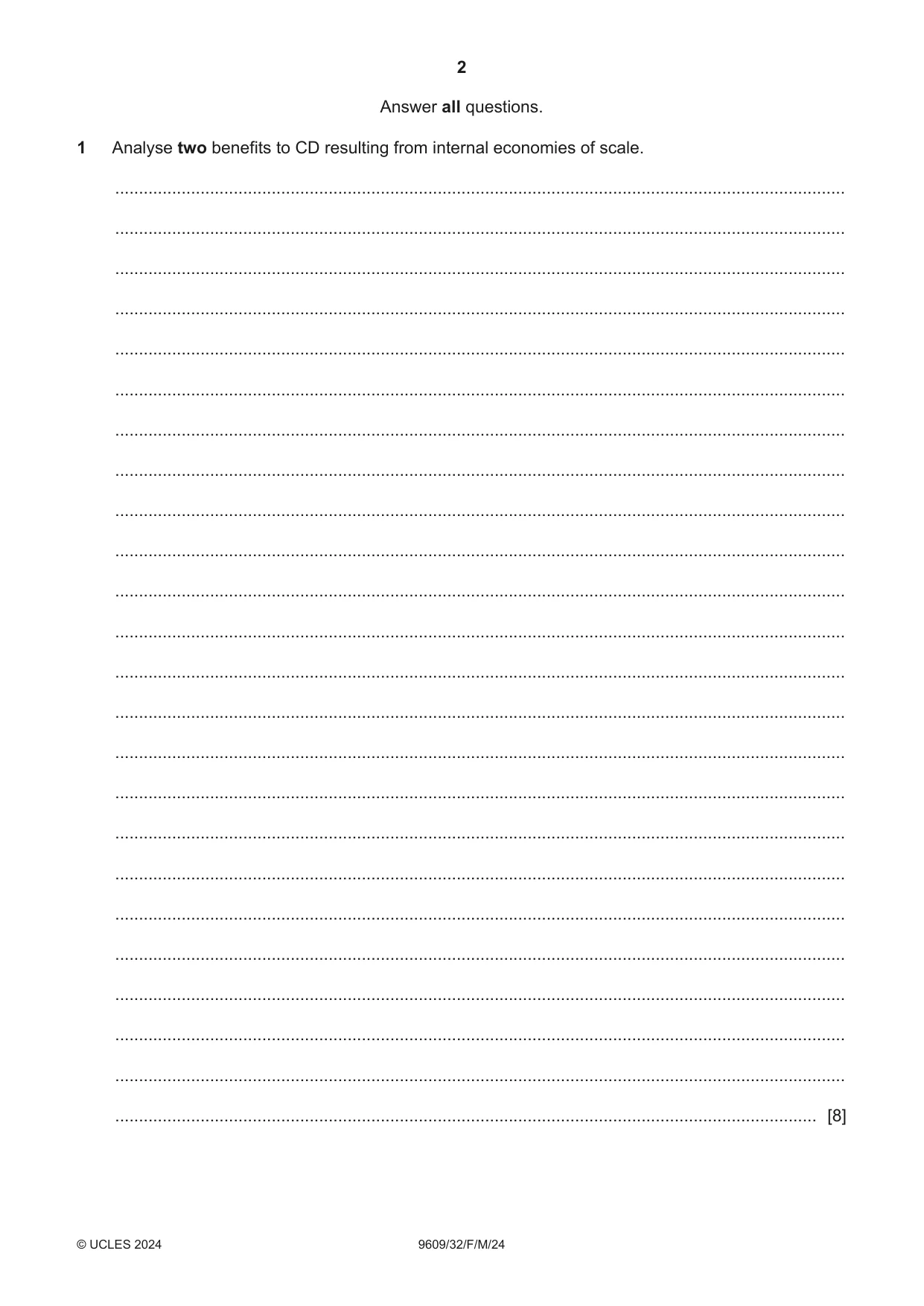 Cambridge A Level Business (for first examination in 2016) 9609 2024 Feb/March Paper 3 · Variant 2 question paper, page 2 of 12