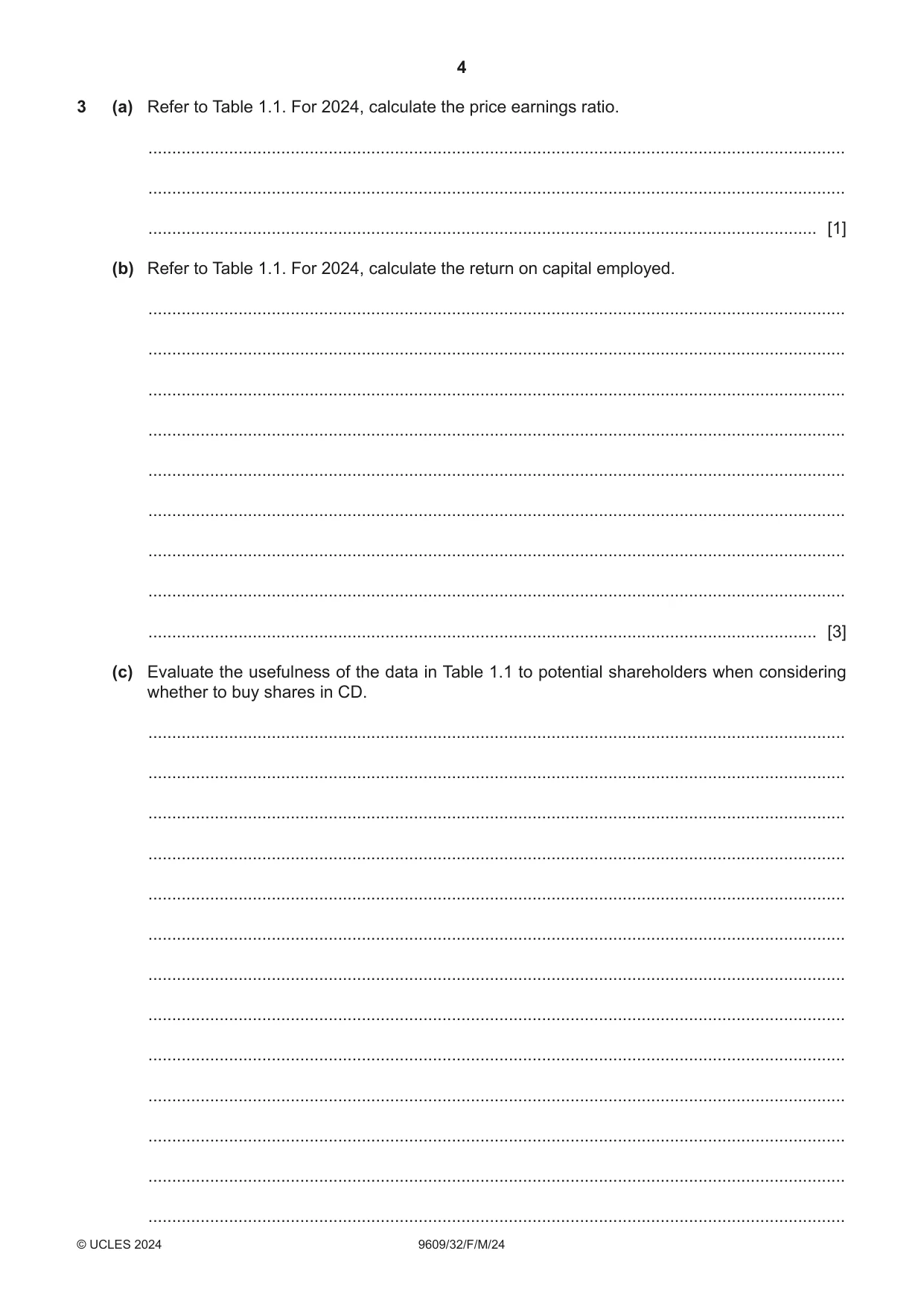 Cambridge A Level Business (for first examination in 2016) 9609 2024 Feb/March Paper 3 · Variant 2 question paper, page 4 of 12