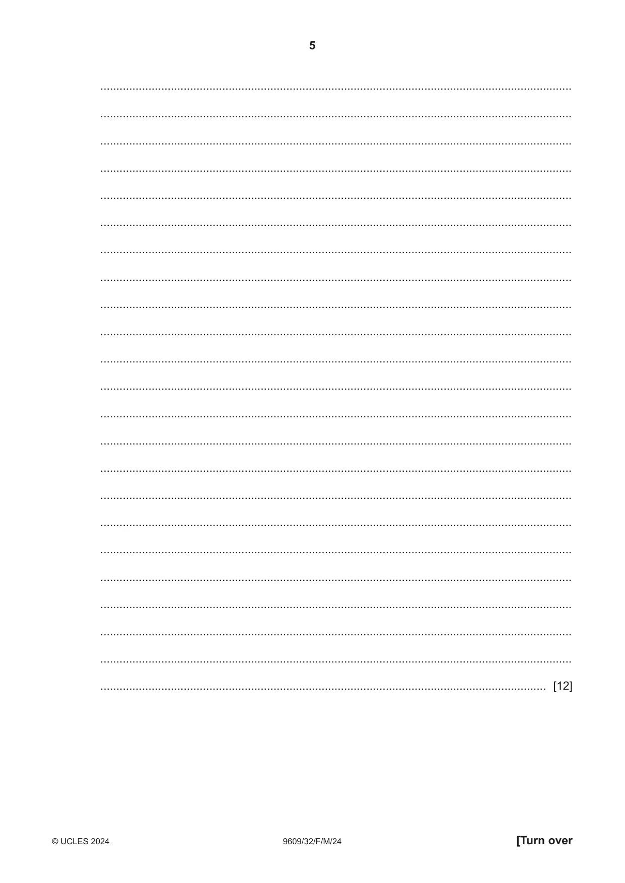 Cambridge A Level Business (for first examination in 2016) 9609 2024 Feb/March Paper 3 · Variant 2 question paper, page 5 of 12