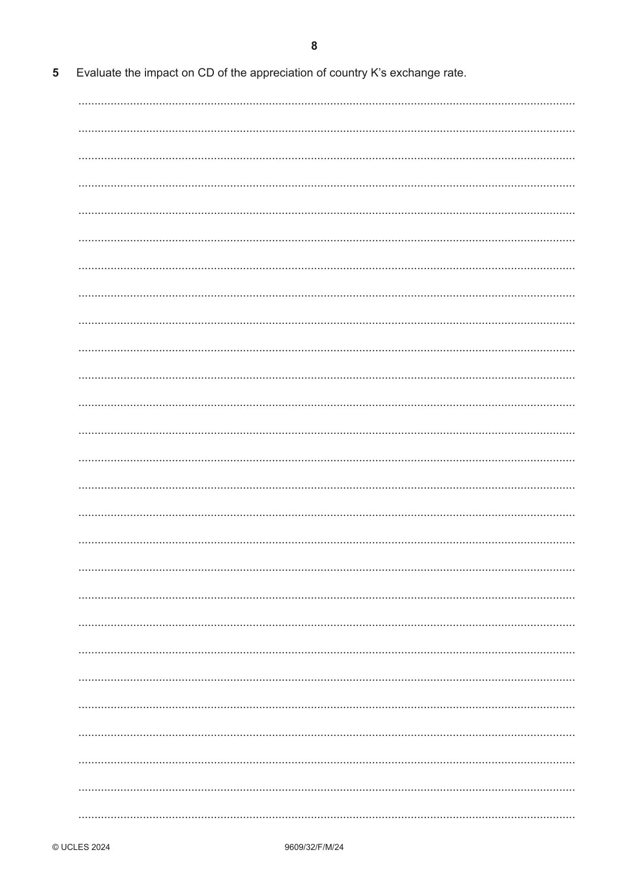 Cambridge A Level Business (for first examination in 2016) 9609 2024 Feb/March Paper 3 · Variant 2 question paper, page 8 of 12