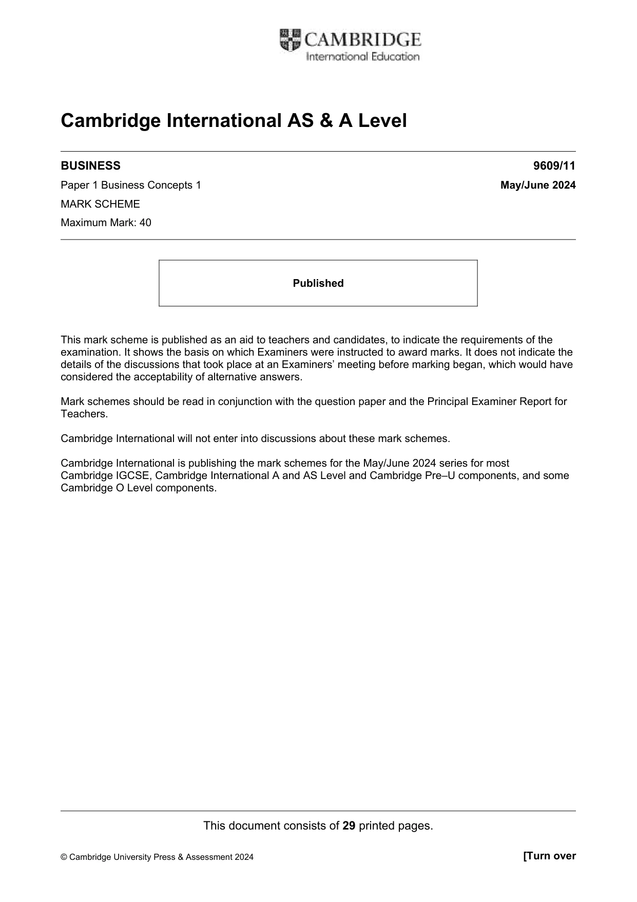 Mark scheme, page 1 of 29