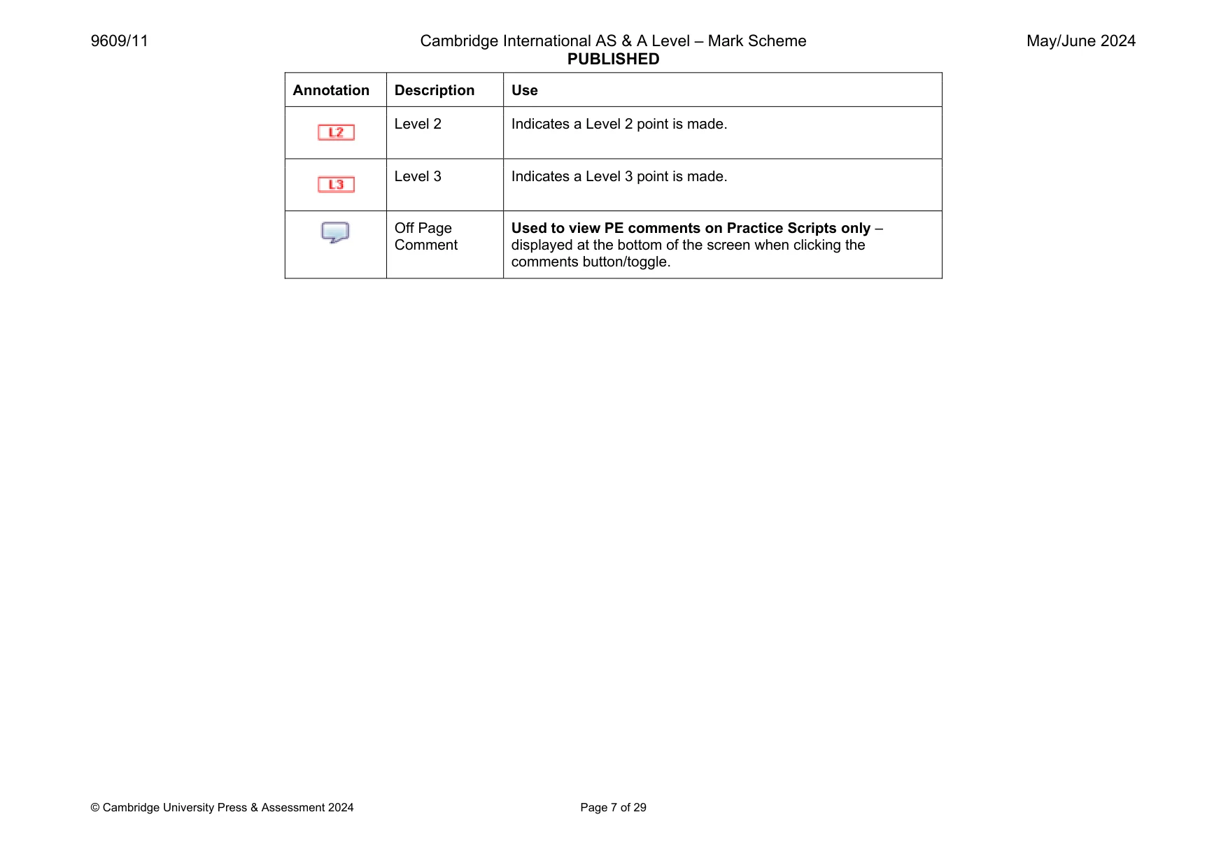 Mark scheme, page 7 of 29