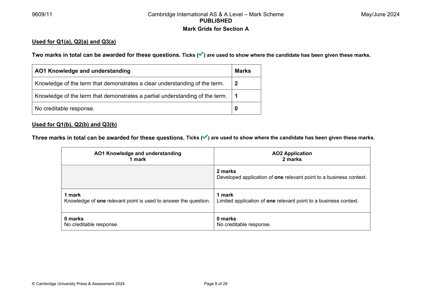 Mark scheme, page 9 of 29