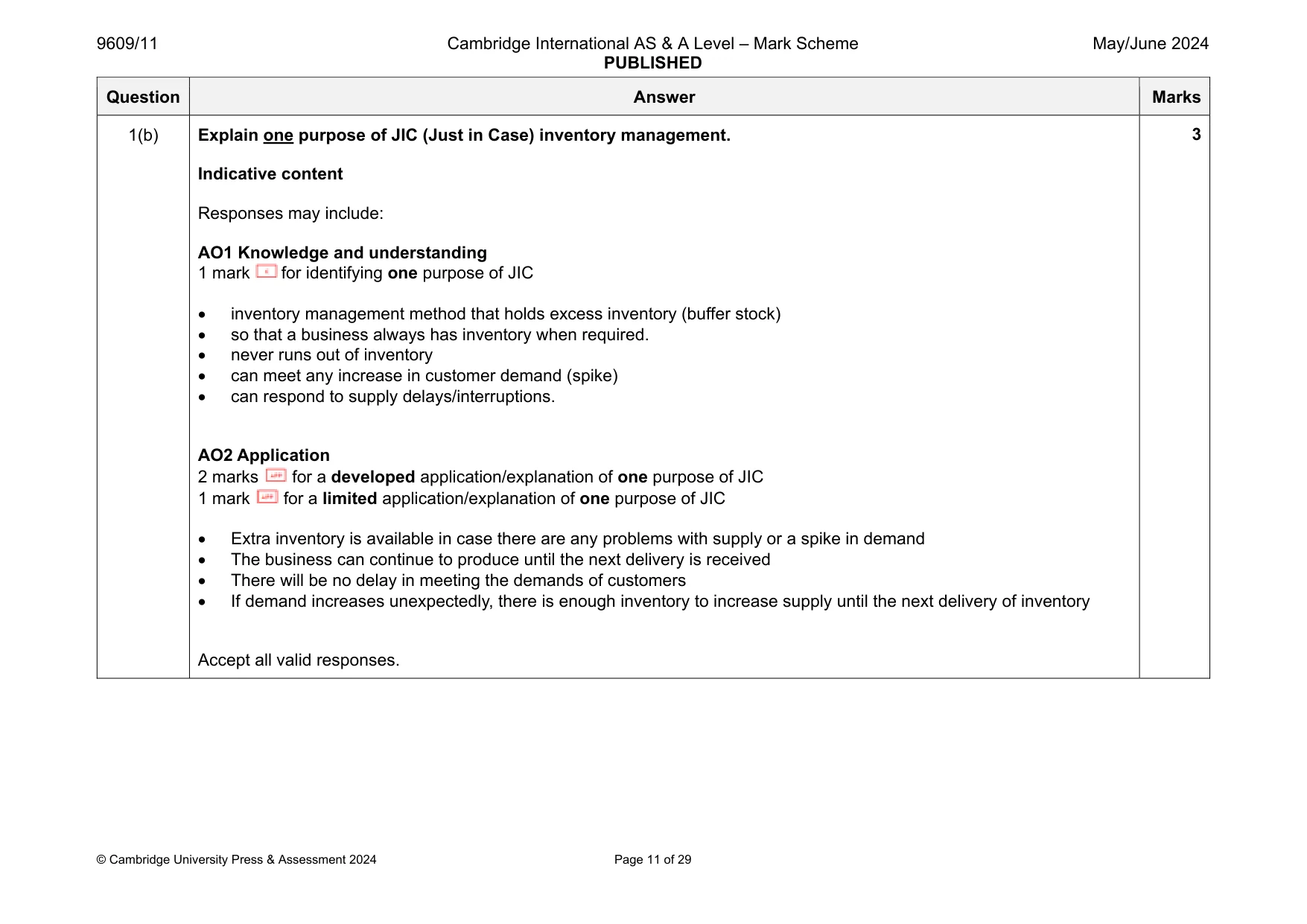 Mark scheme, page 11 of 29