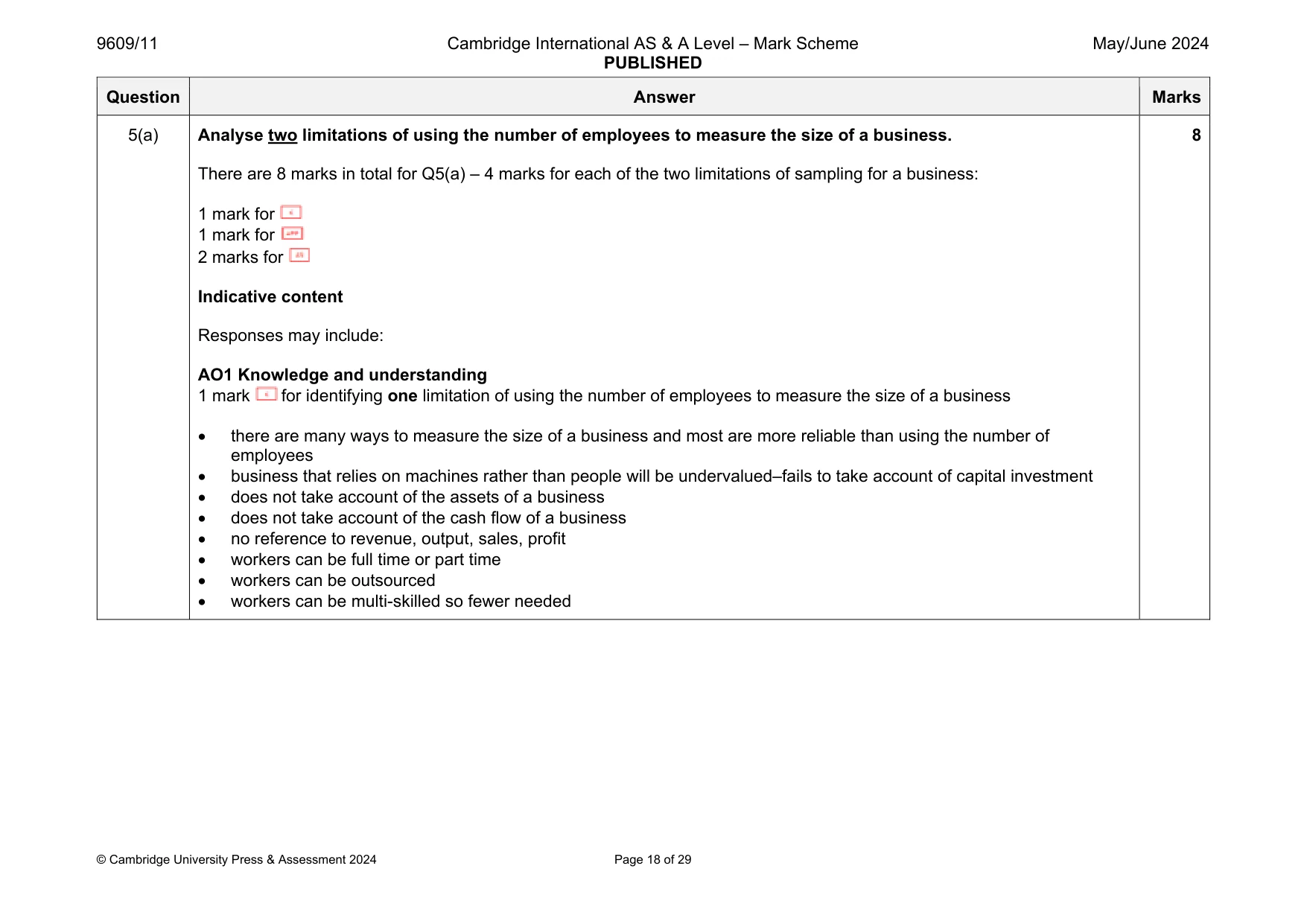 Mark scheme, page 18 of 29