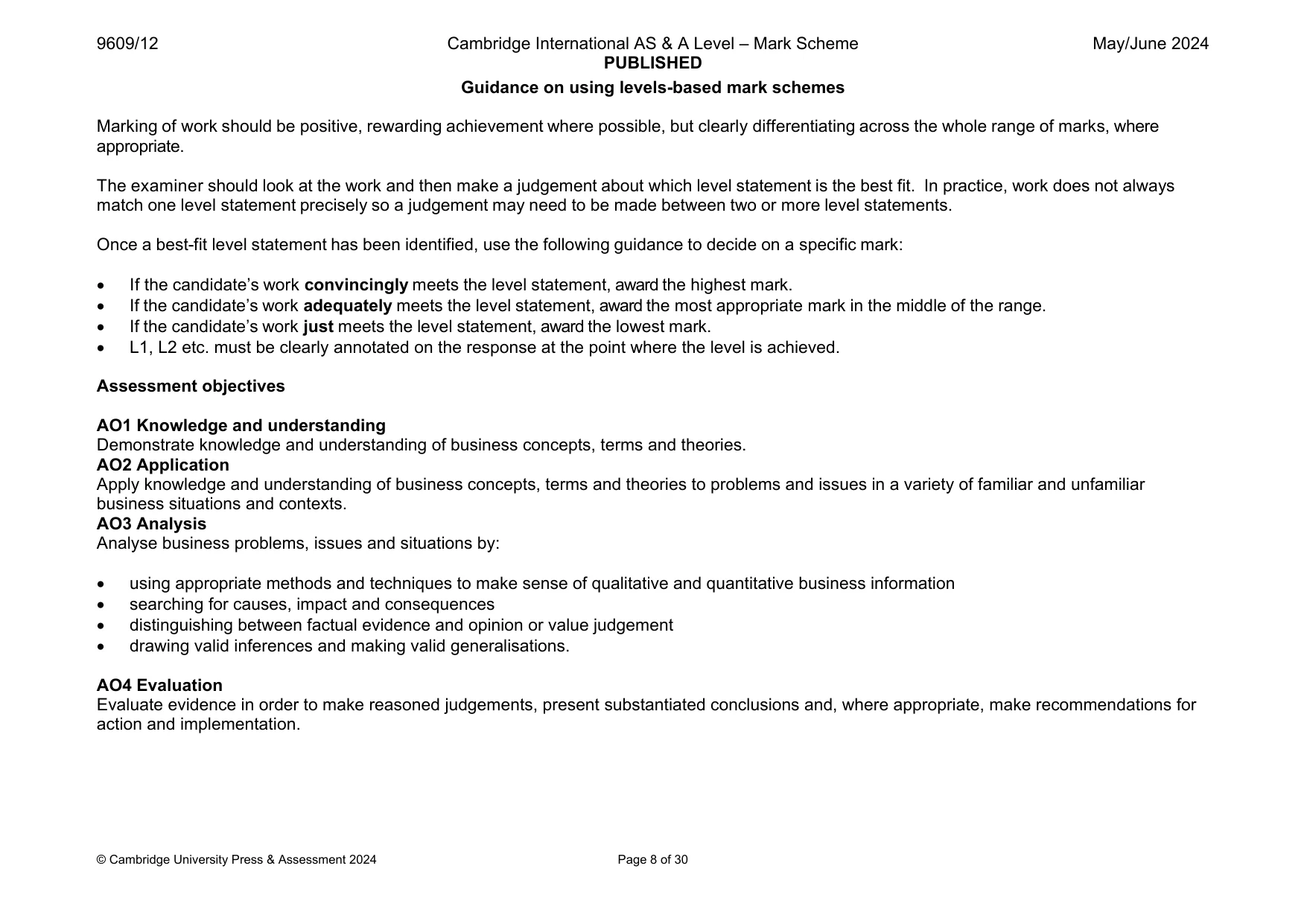 Mark scheme, page 8 of 30