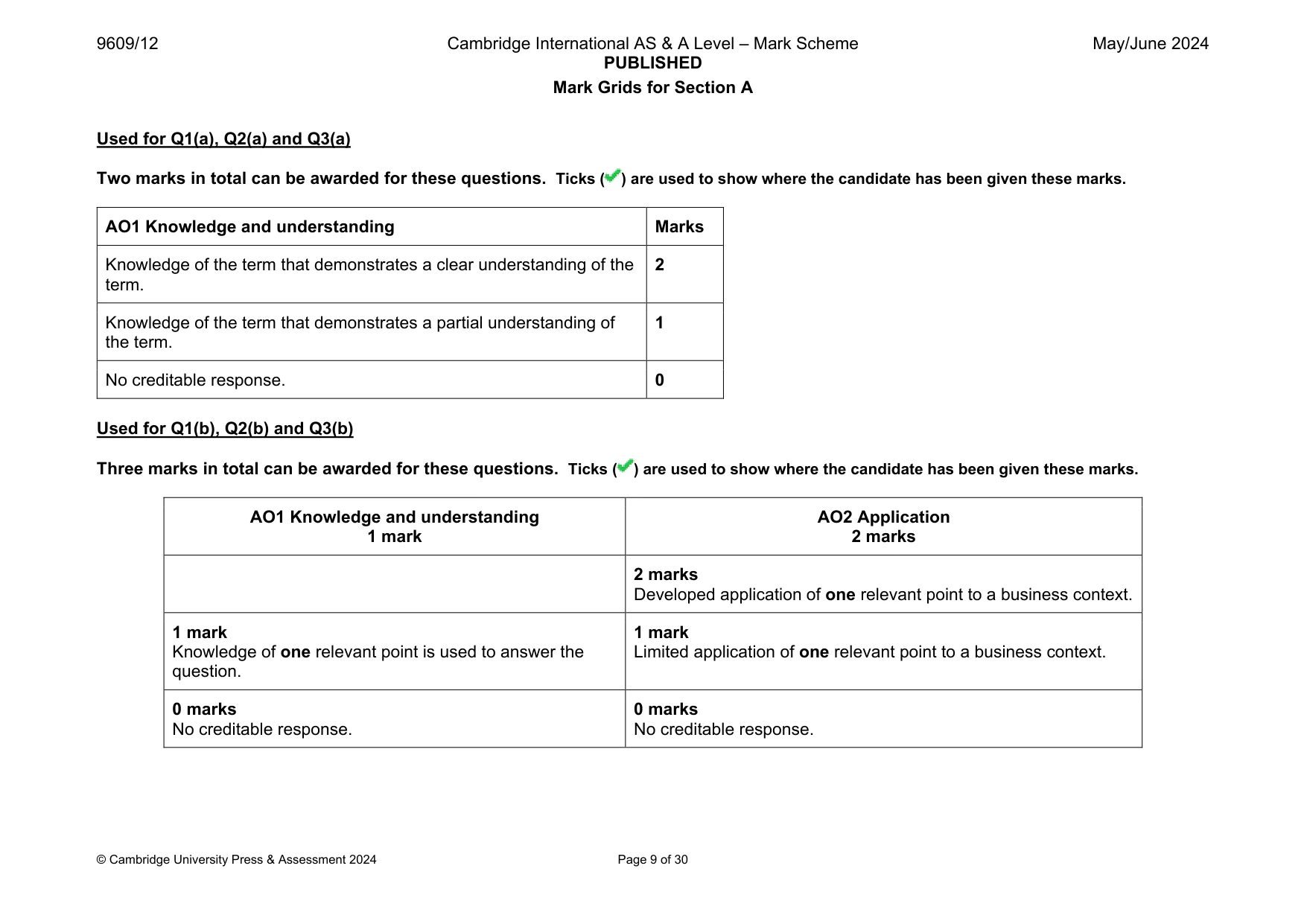 Mark scheme, page 9 of 30