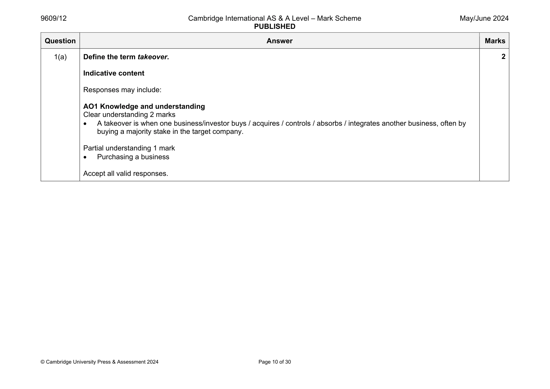 Mark scheme, page 10 of 30