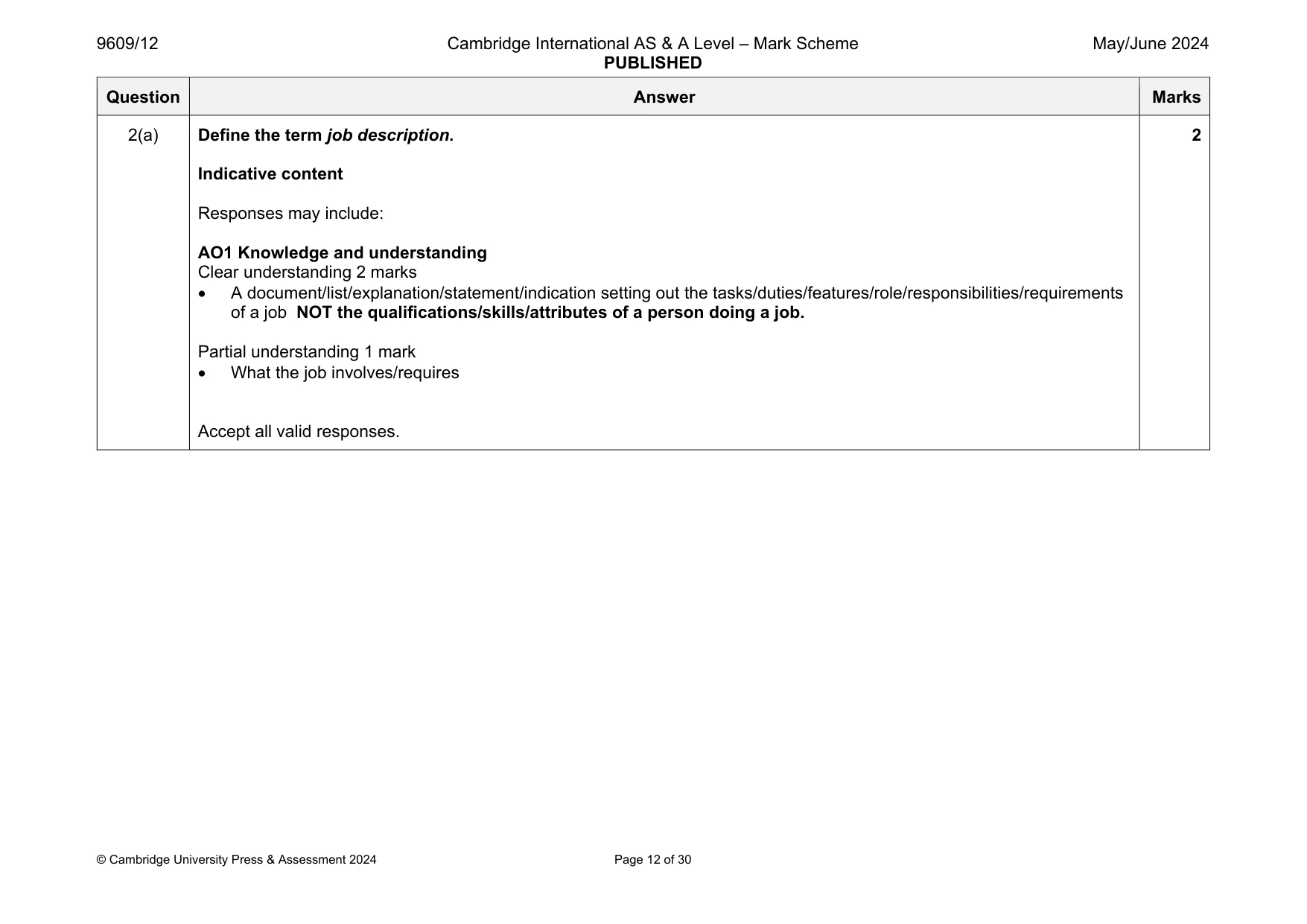 Mark scheme, page 12 of 30