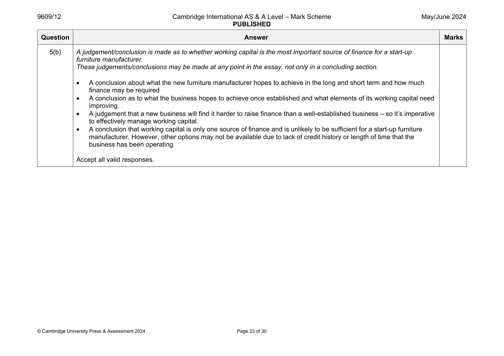 Mark scheme, page 23 of 30