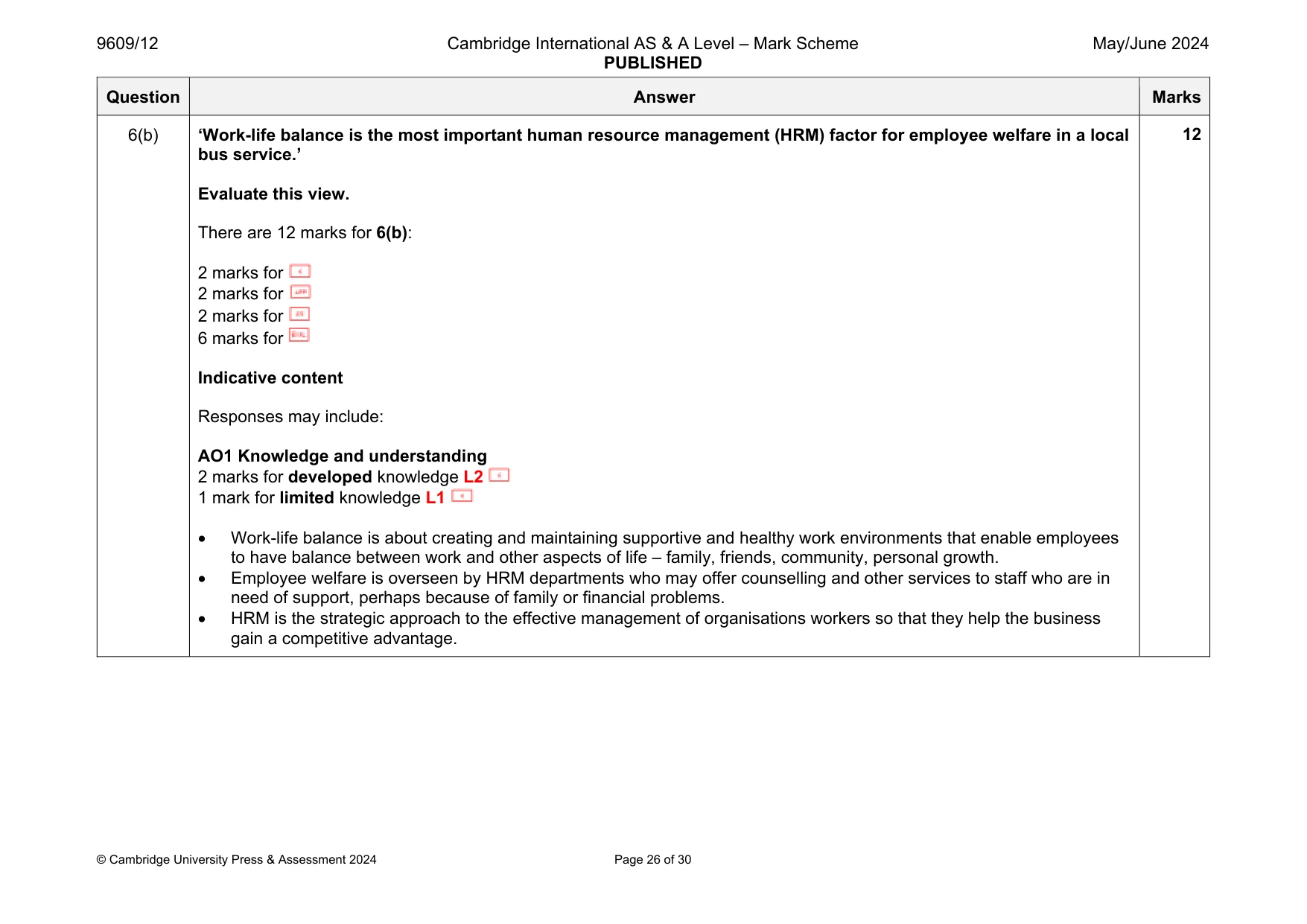 Mark scheme, page 26 of 30