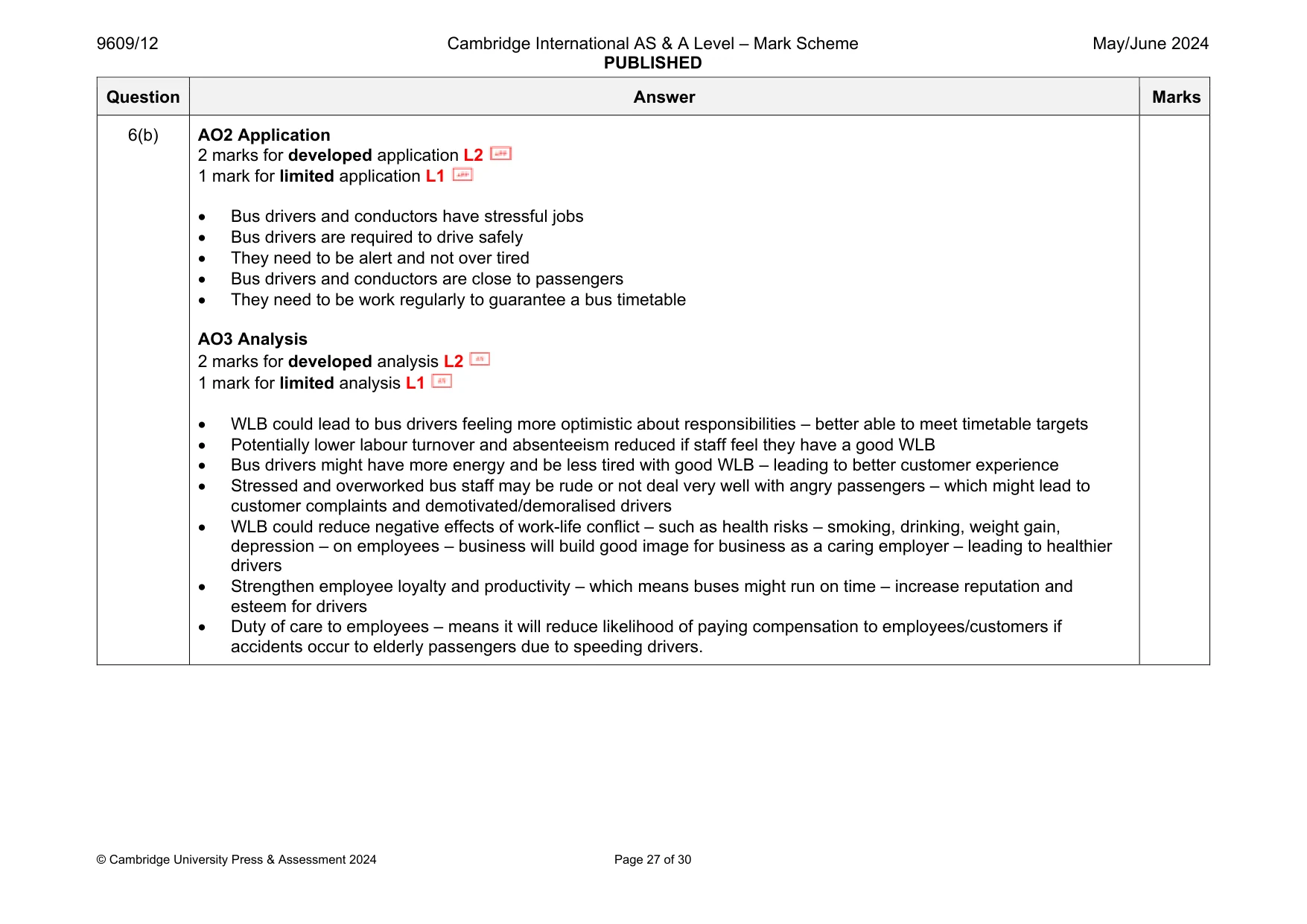 Mark scheme, page 27 of 30