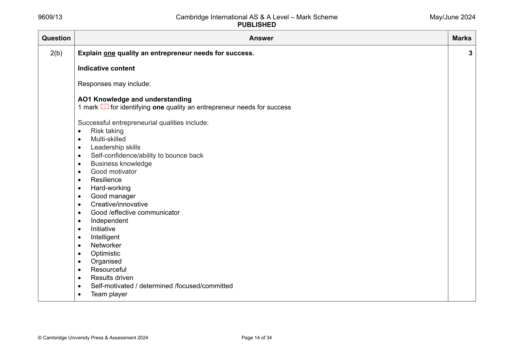 Mark scheme, page 14 of 34