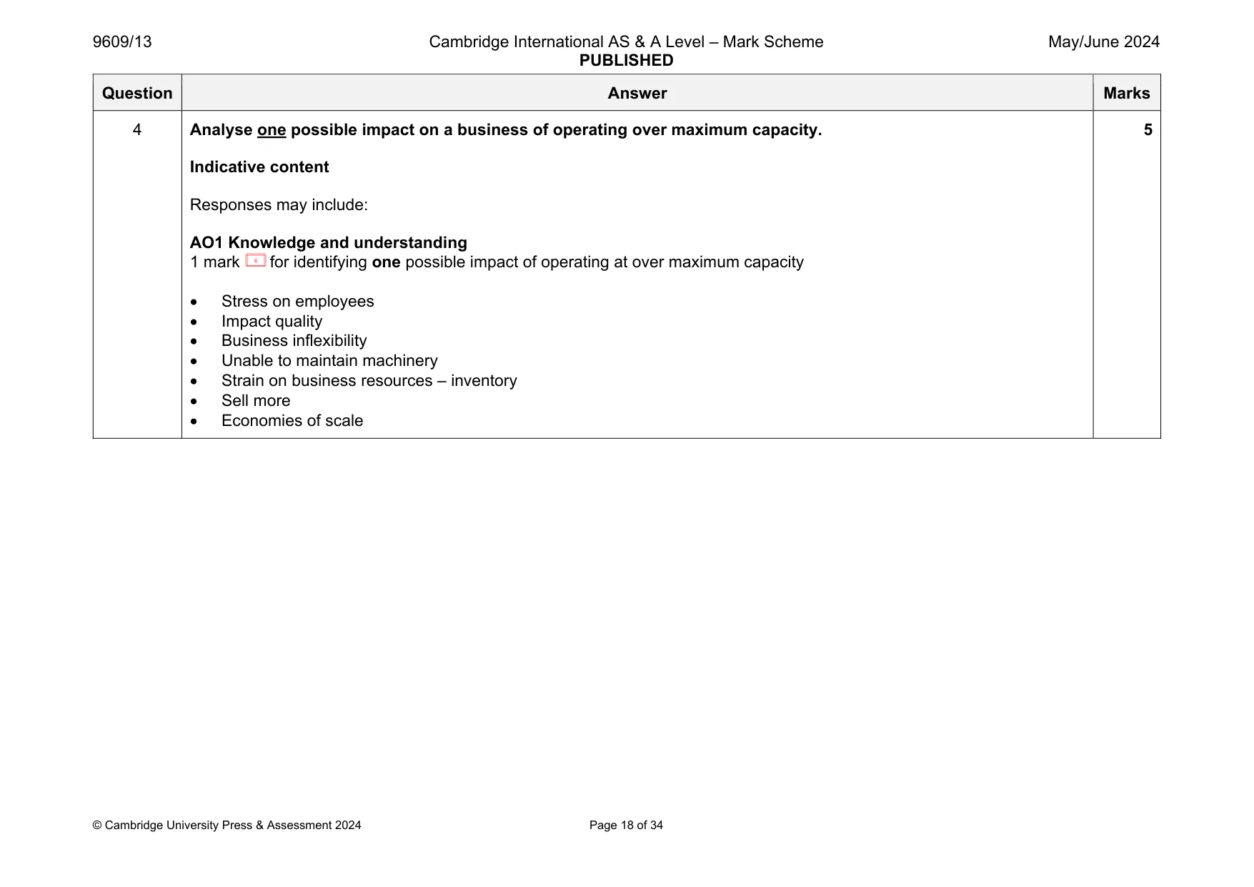 Mark scheme, page 18 of 34
