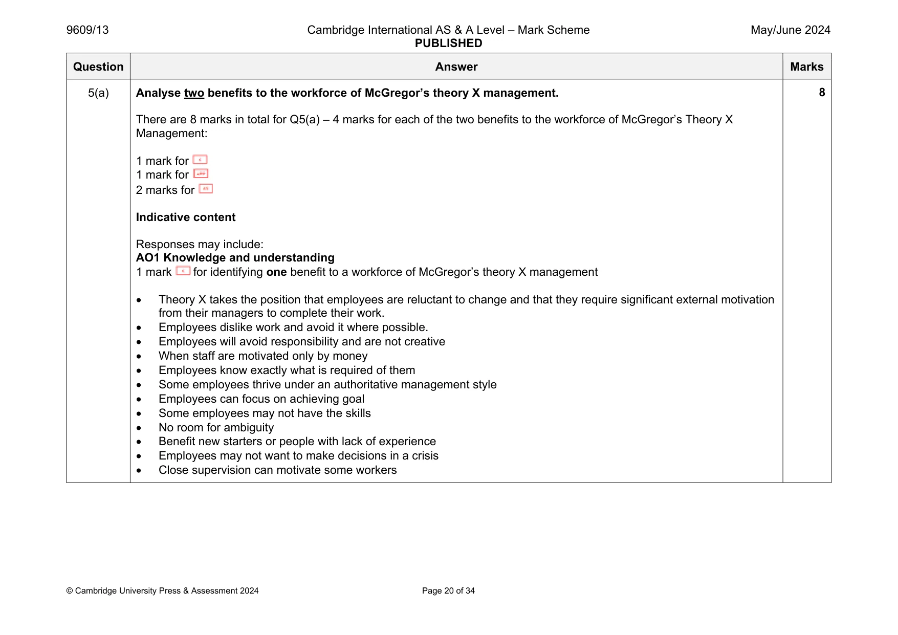 Mark scheme, page 20 of 34