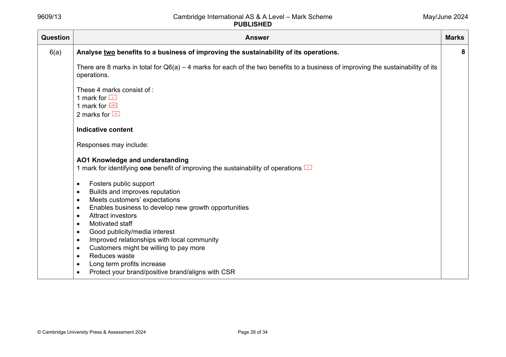 Mark scheme, page 26 of 34