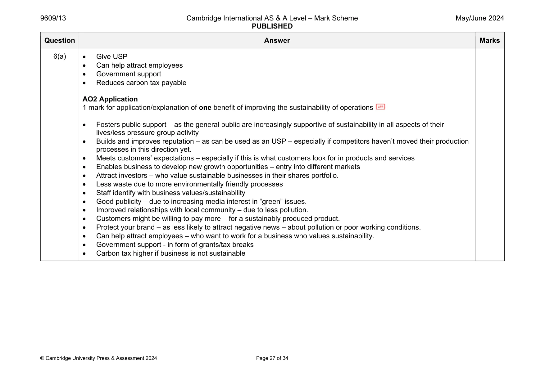 Mark scheme, page 27 of 34