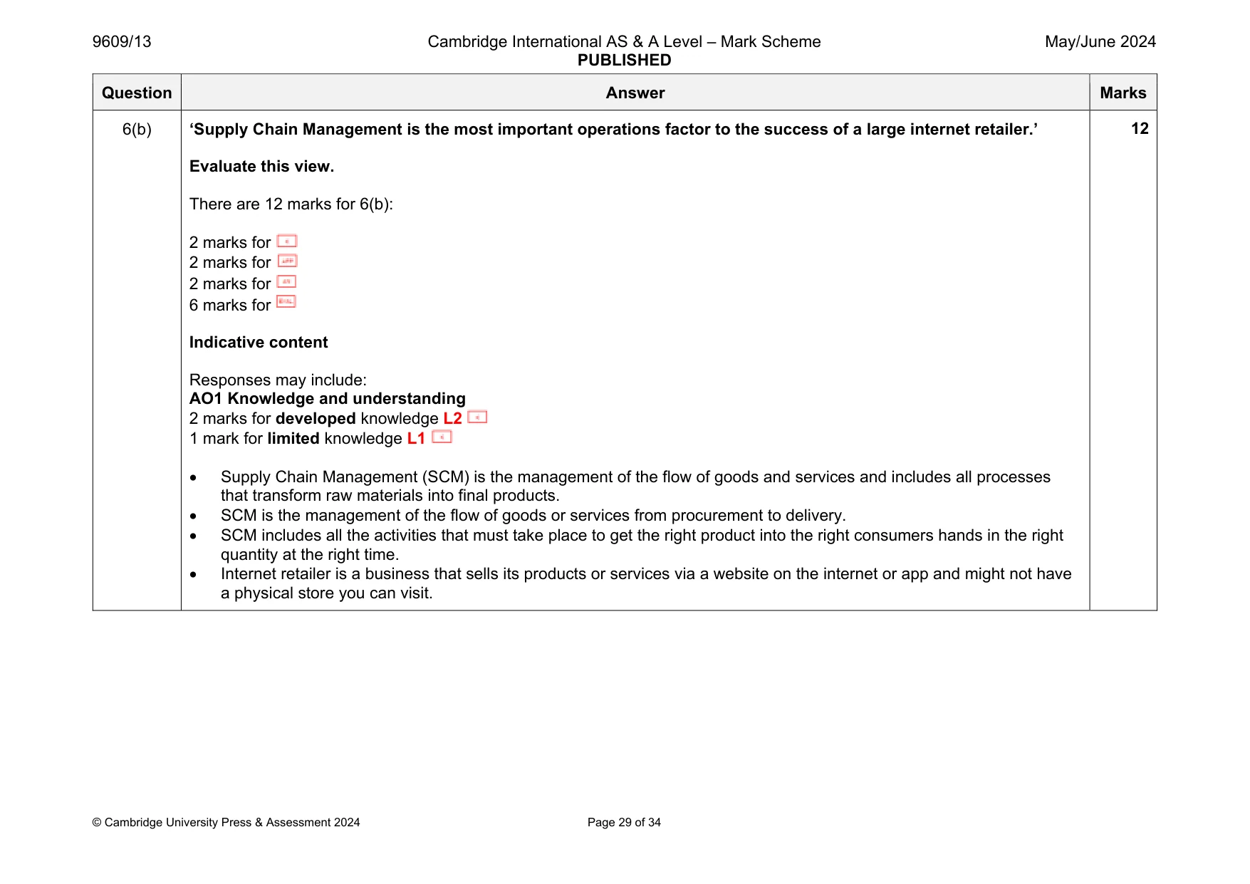 Mark scheme, page 29 of 34