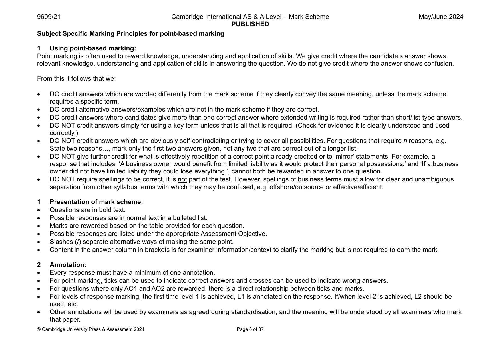 Mark scheme, page 6 of 37