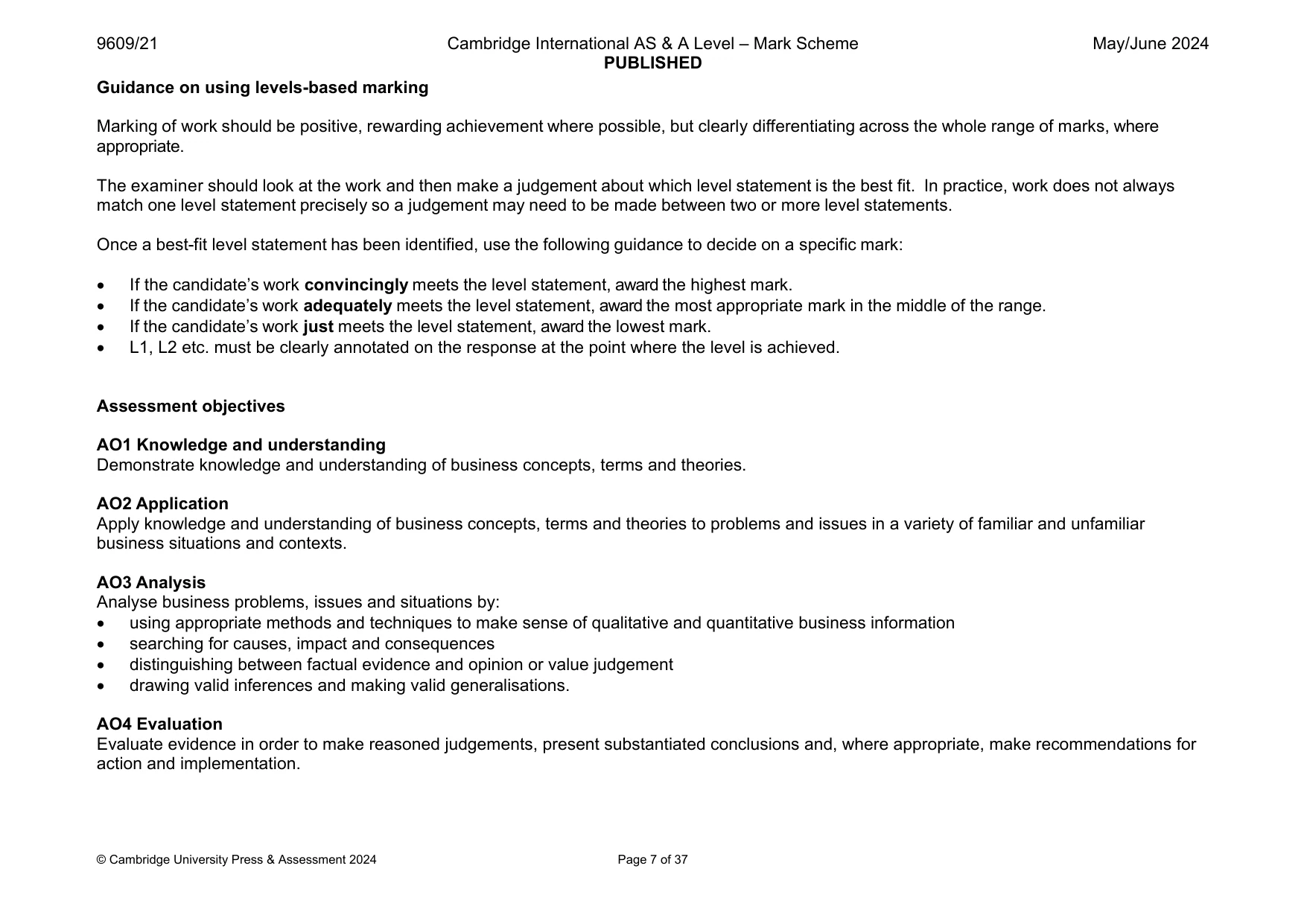 Mark scheme, page 7 of 37