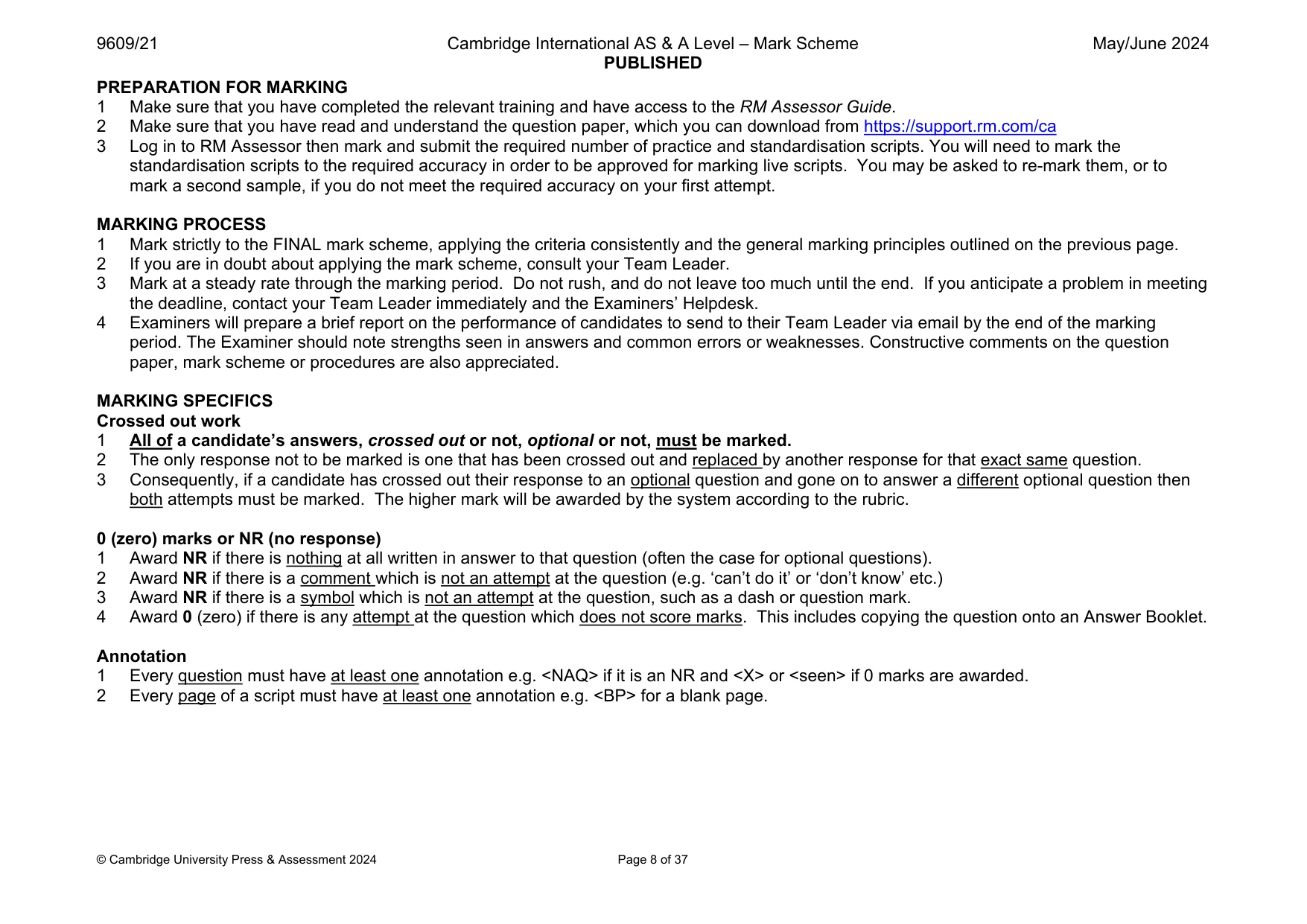 Mark scheme, page 8 of 37