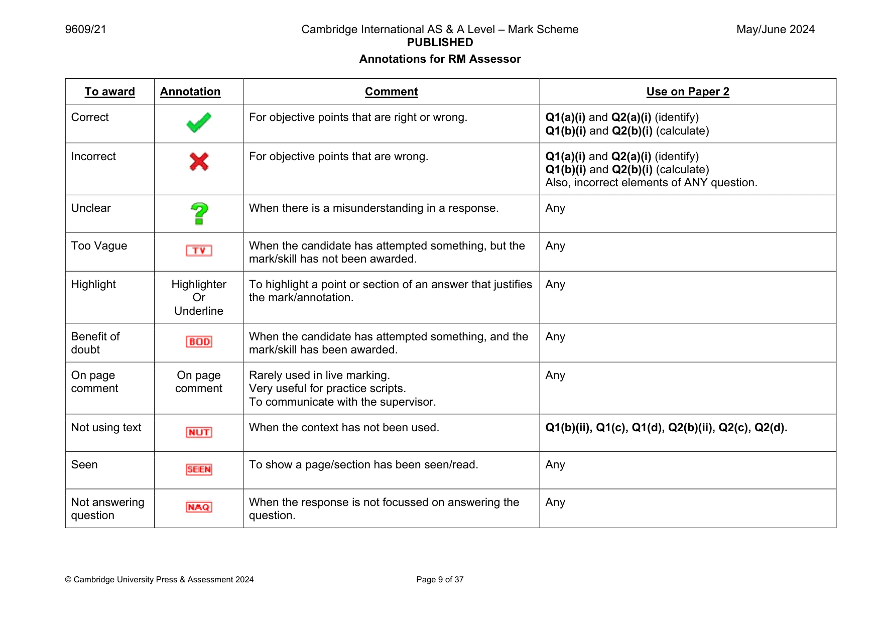 Mark scheme, page 9 of 37
