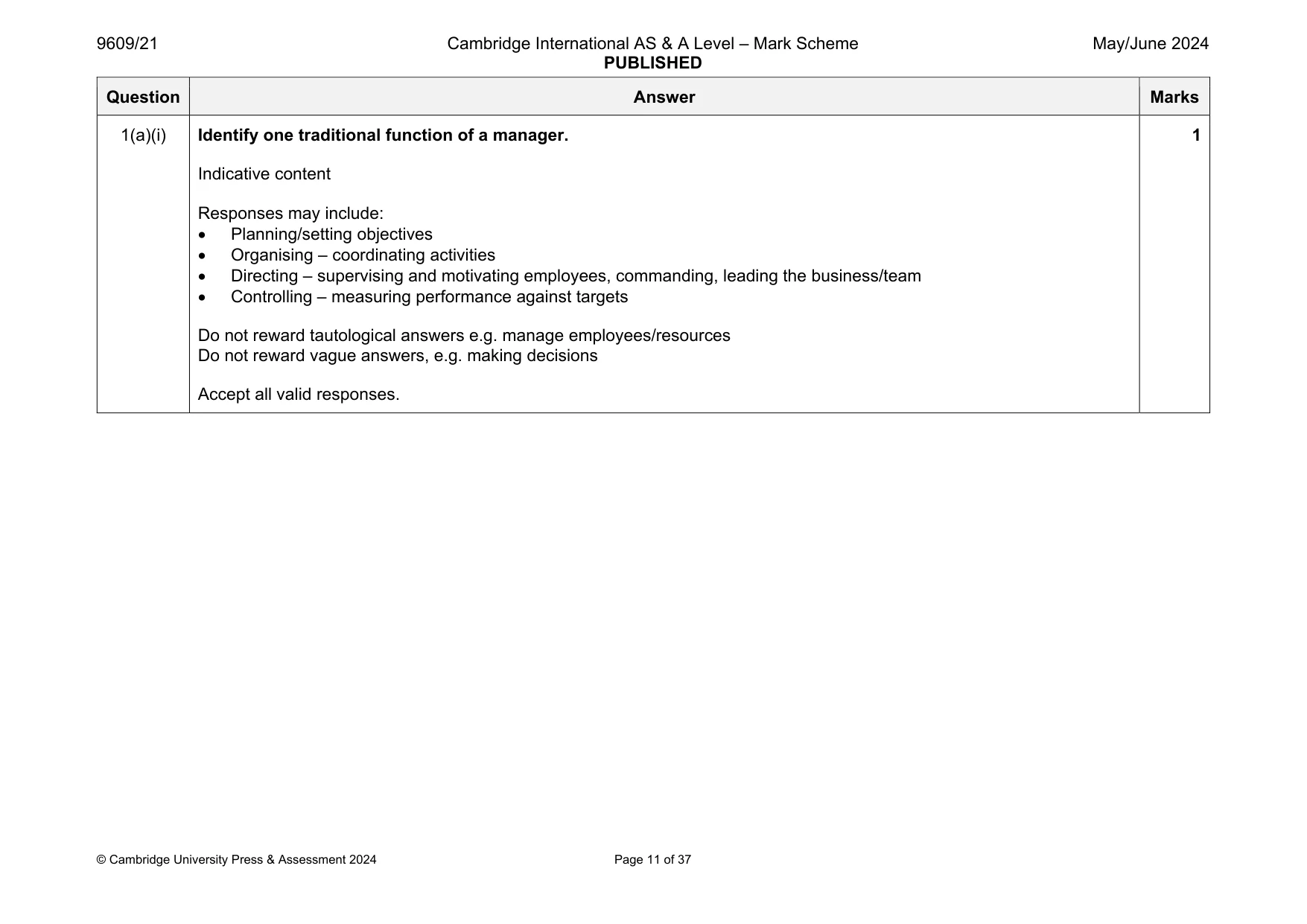 Mark scheme, page 11 of 37