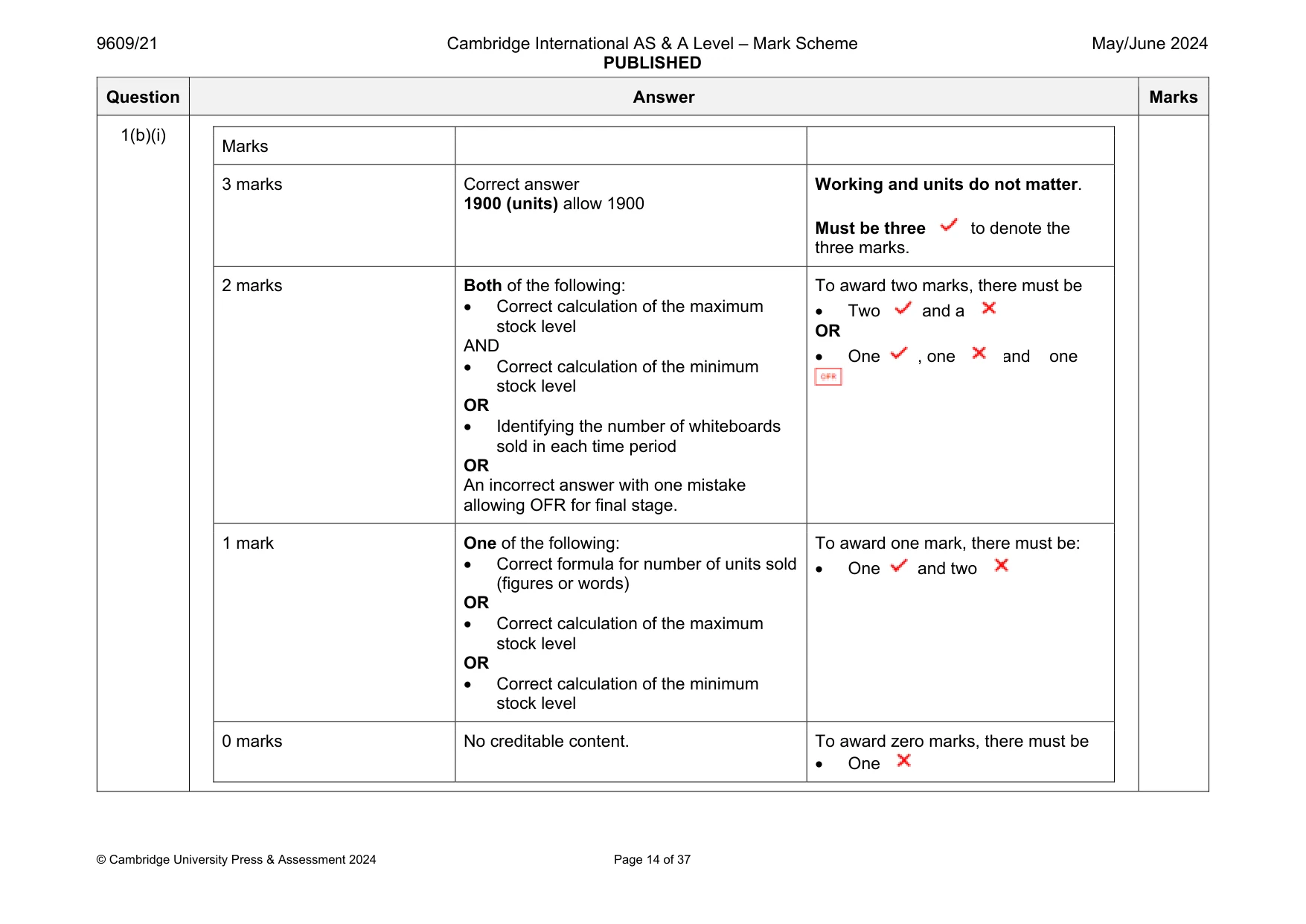 Mark scheme, page 14 of 37
