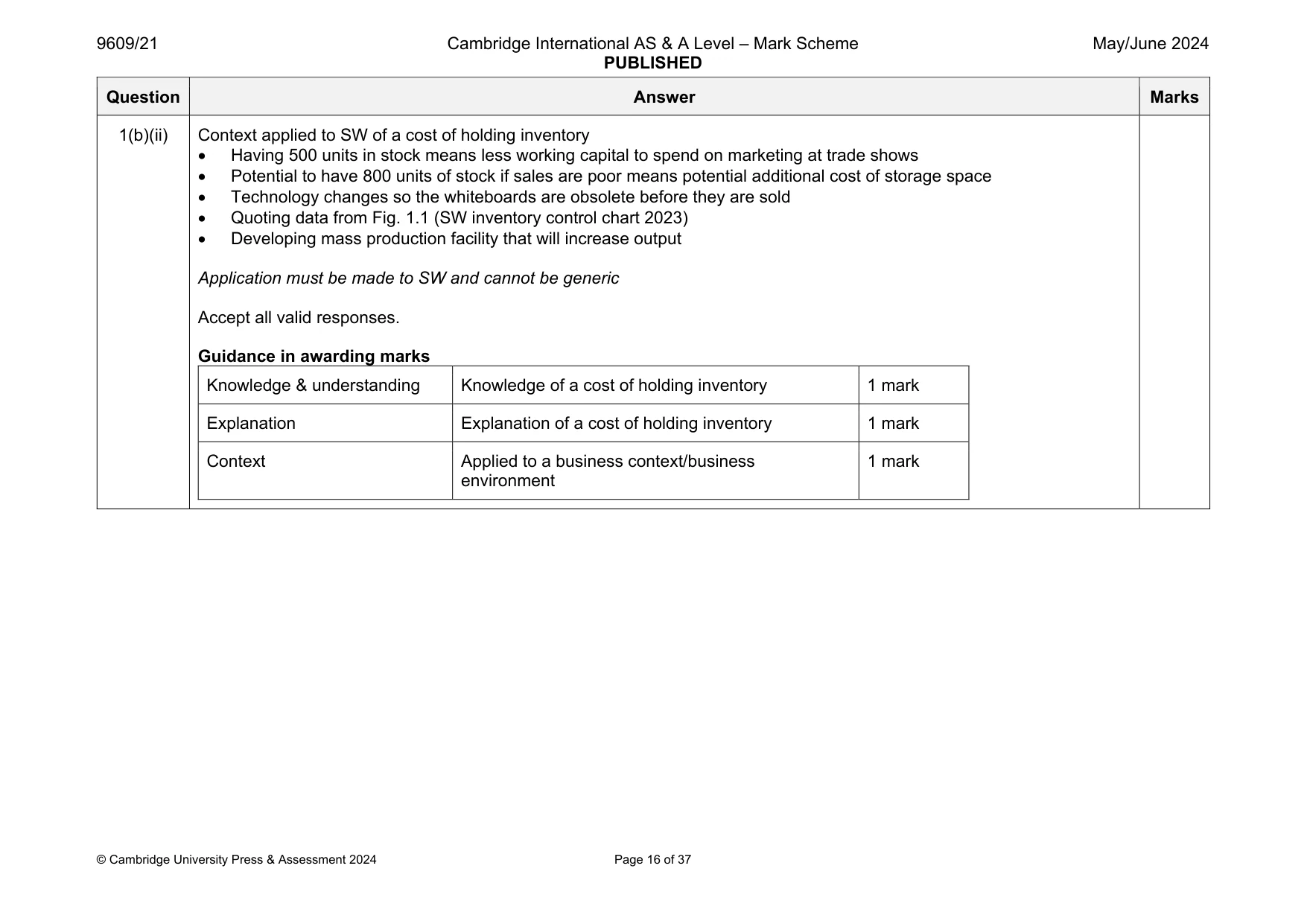 Mark scheme, page 16 of 37