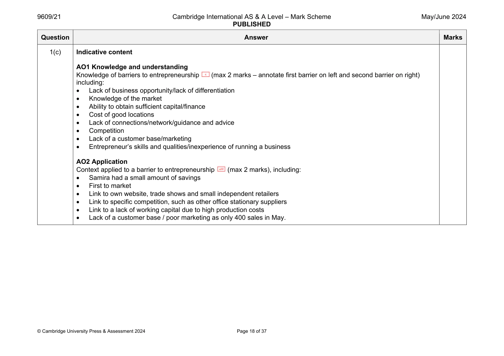 Mark scheme, page 18 of 37