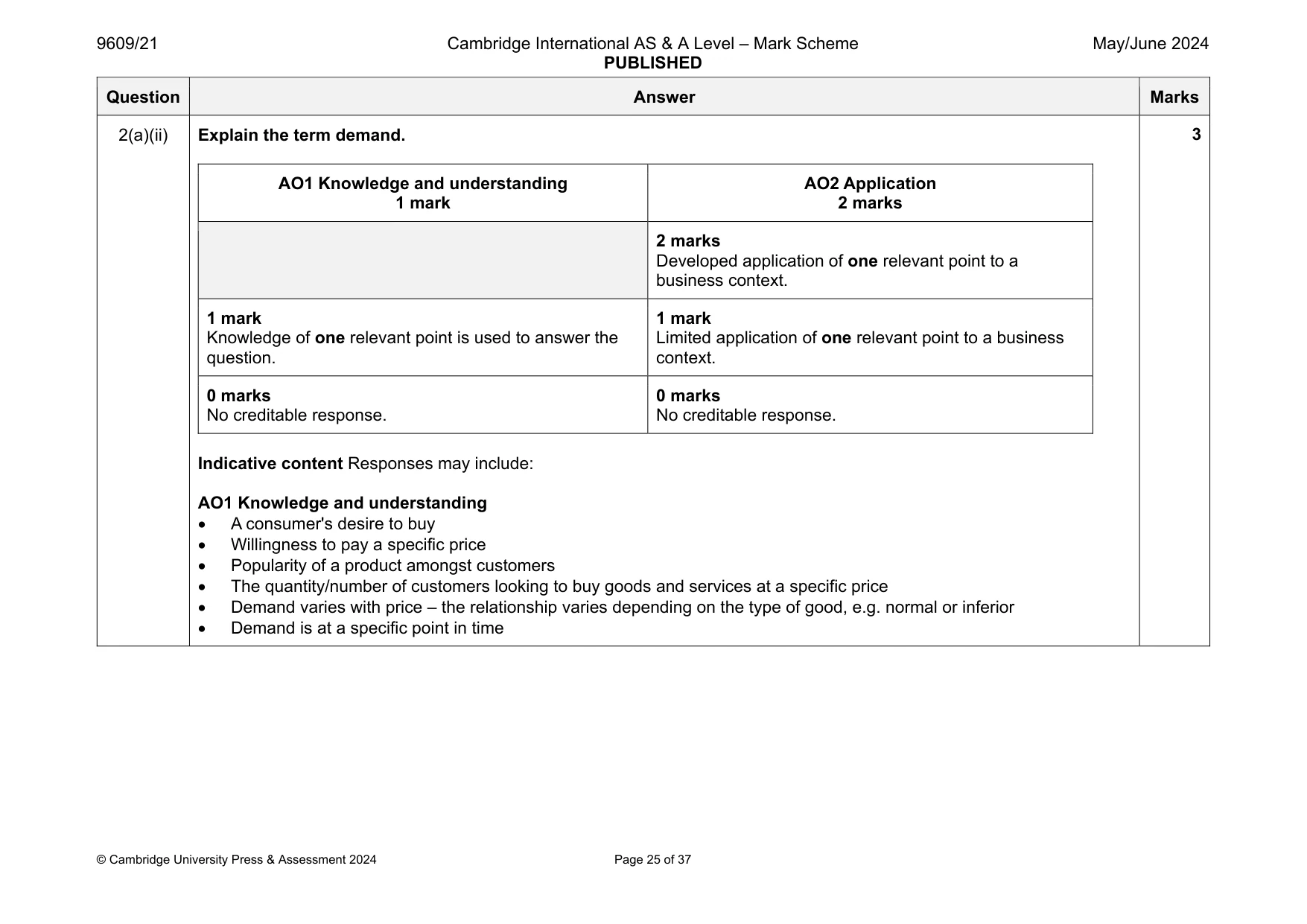 Mark scheme, page 25 of 37