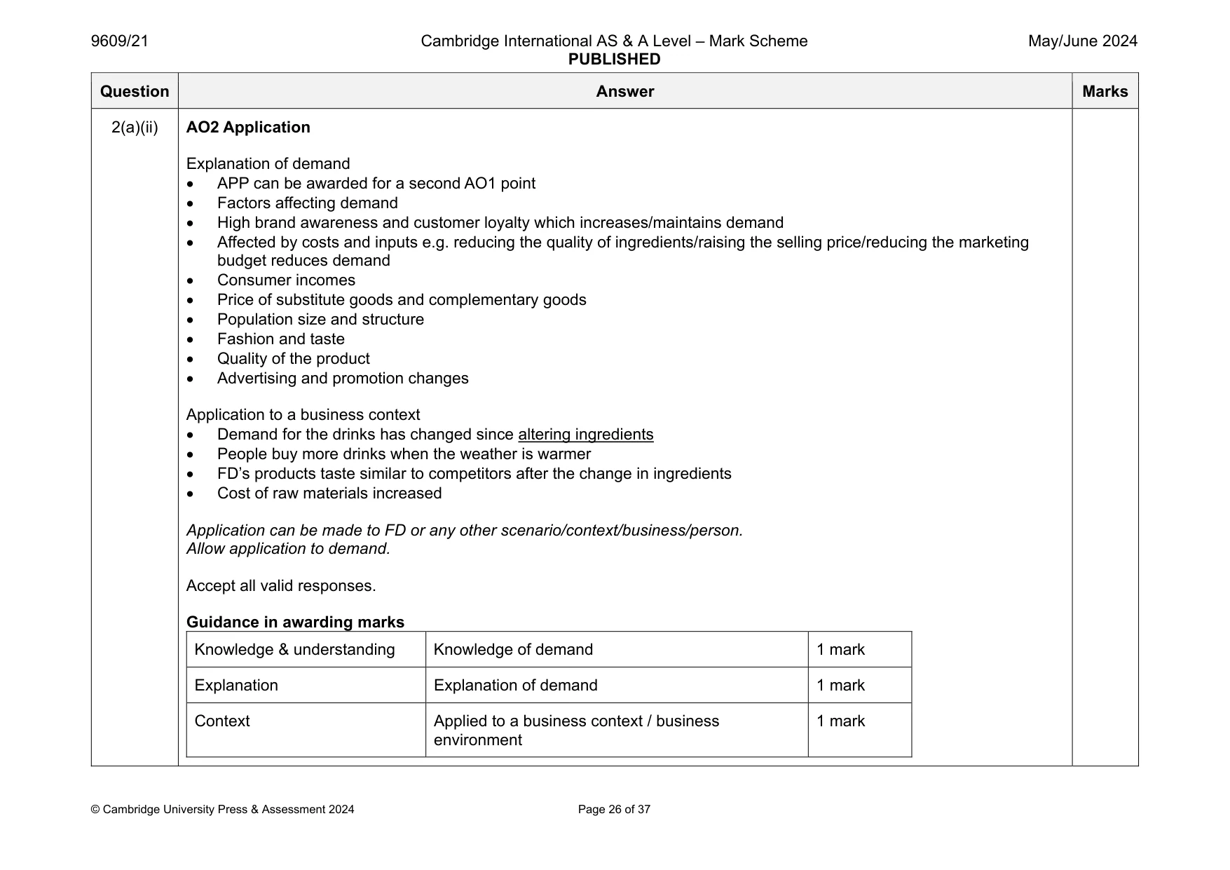 Mark scheme, page 26 of 37