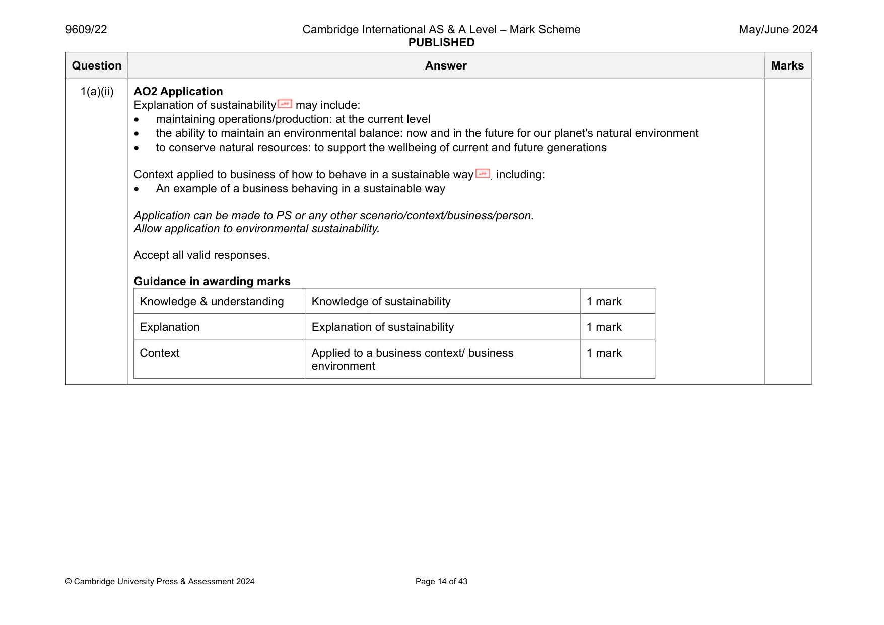 Mark scheme, page 14 of 43