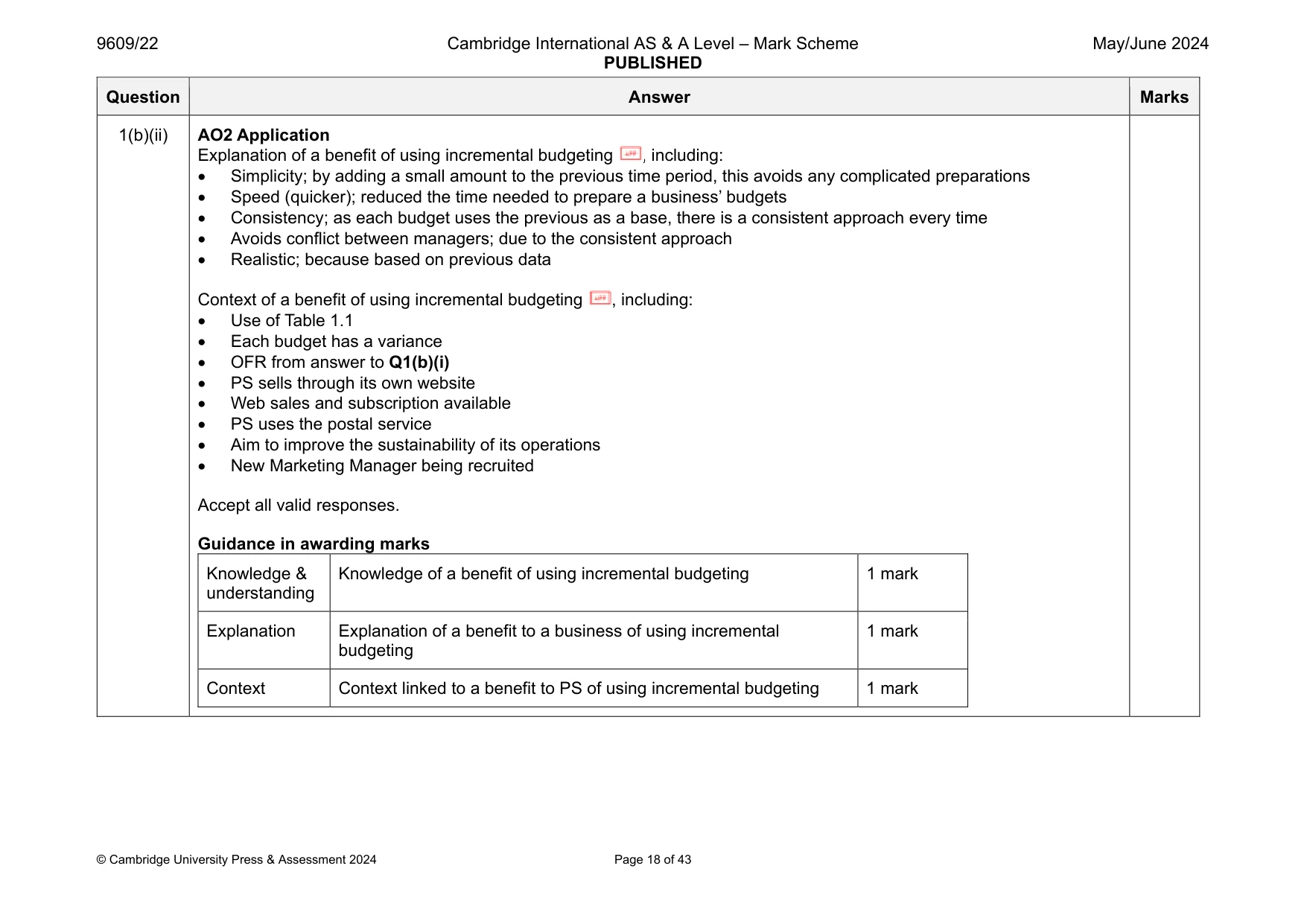 Mark scheme, page 18 of 43